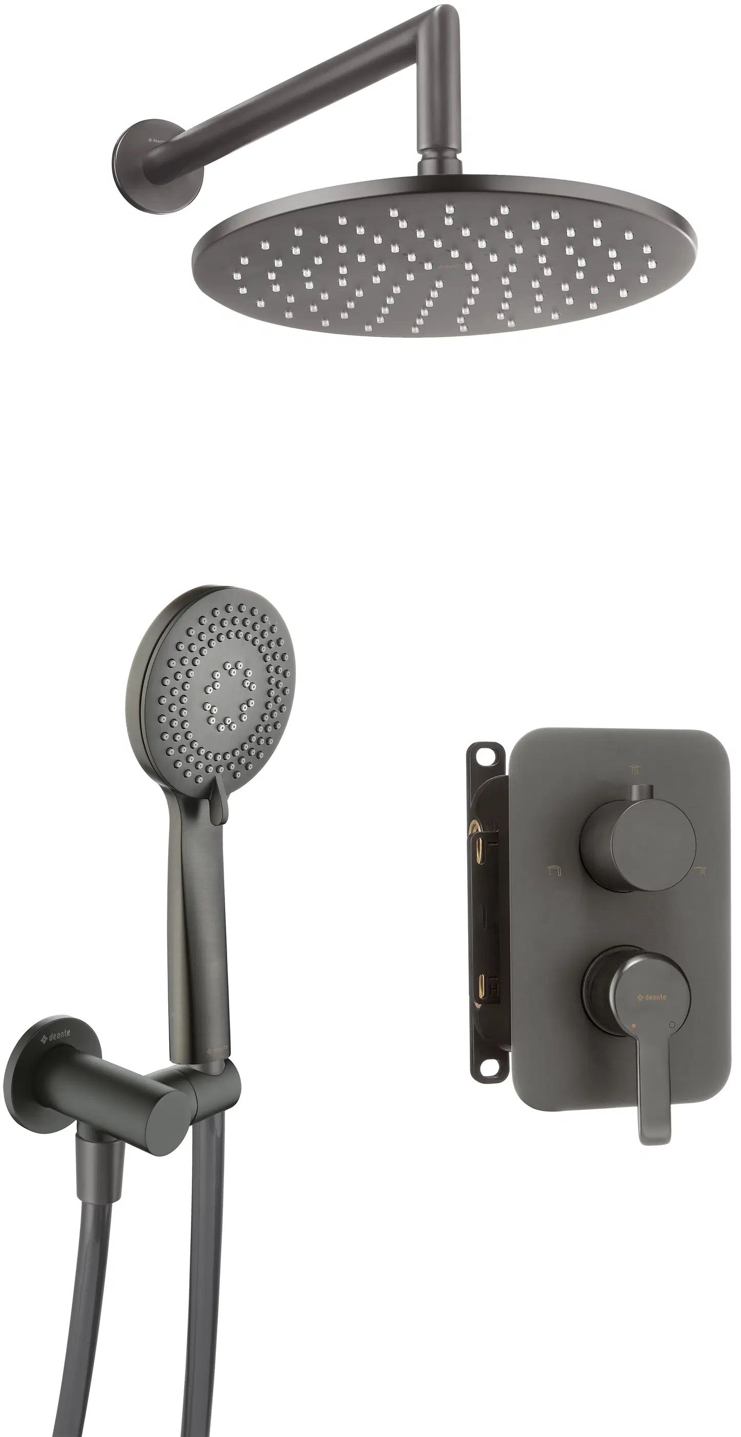 Deante Arnika sprchová súprava podomietková s dažďovou sprchou grafitová BXYZDQAM