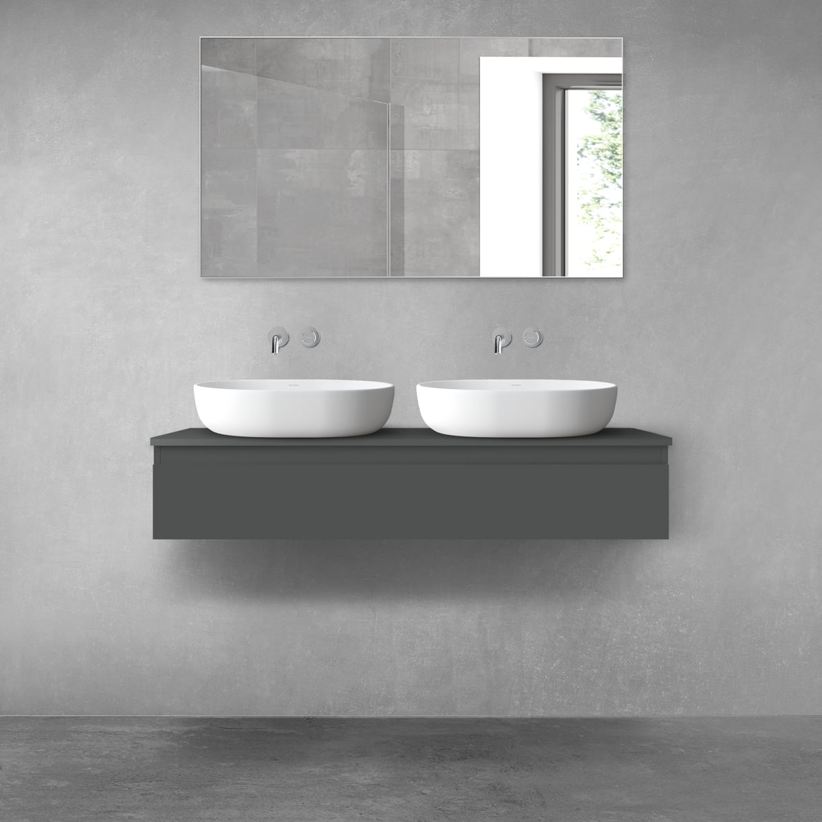Oltens Vernal skrinka 120x45.6x23.6 cm závesná kúpeľňová skrinka pod umývadlo grafitová 60012400