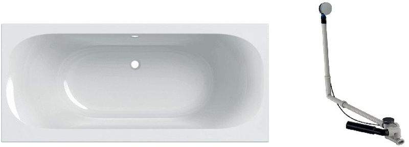 Súprava obdĺžniková vaňa Geberit Soana 554.003.01.1, vaňový sifón Geberit 150.525.21.6