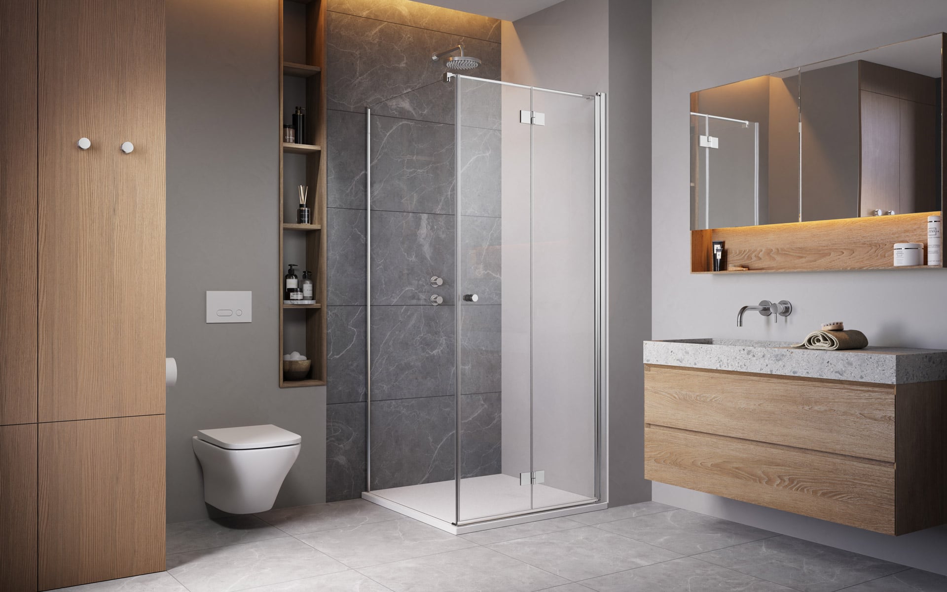 Radaway Essenza New KDJ-B sprchové dvere 80 cm skladané chróm lesklá/priehľadné sklo 1385081-01-01R