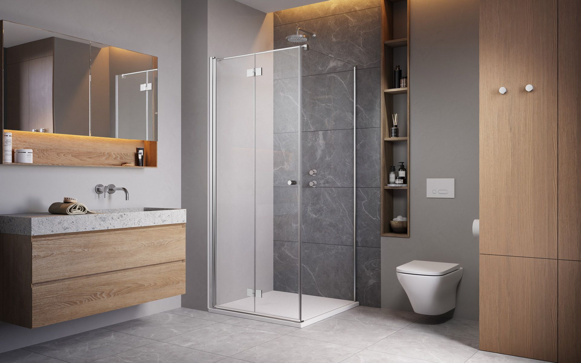 Radaway Essenza New KDJ-B sprchové dvere 100 cm skladané chróm lesklá/priehľadné sklo 1385083-01-01L