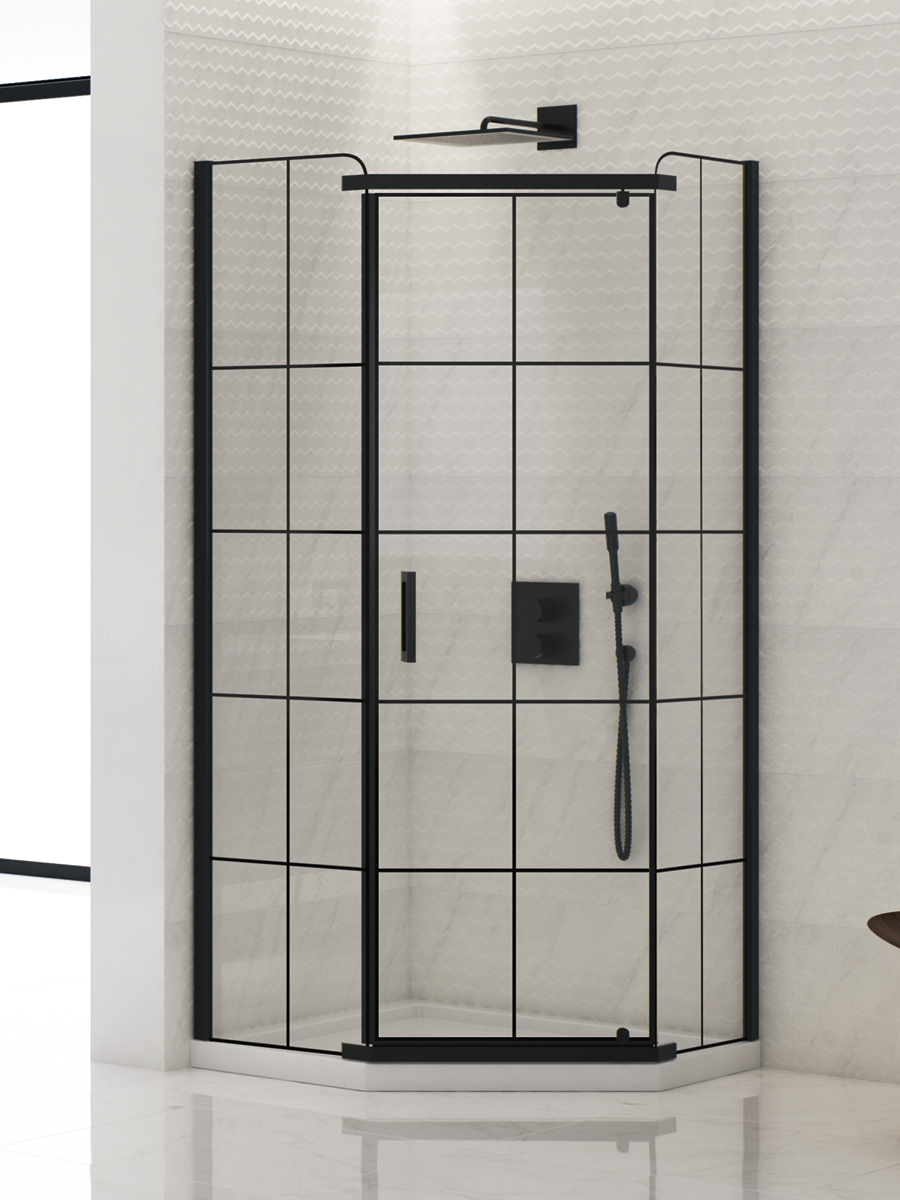 New Trendy New Komfort Black sprchovací kút 80x80 cm čierna matné/vzorované sklo K-0802