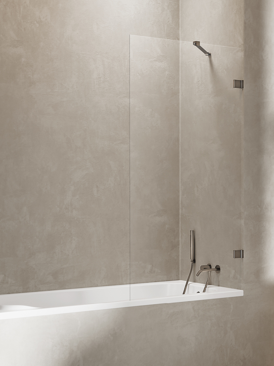 New Trendy Avexa Gunmetal Brushed vaňová zástena 100 cm jednodielny hnedá brúsené/číre sklo EXK-3520-WP