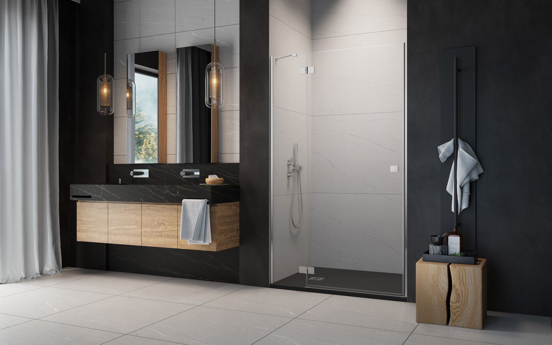 Radaway Essenza New DWJ sprchové dvere 80 cm výklopné chróm lesklá/priehľadné sklo 1385012-01-01L