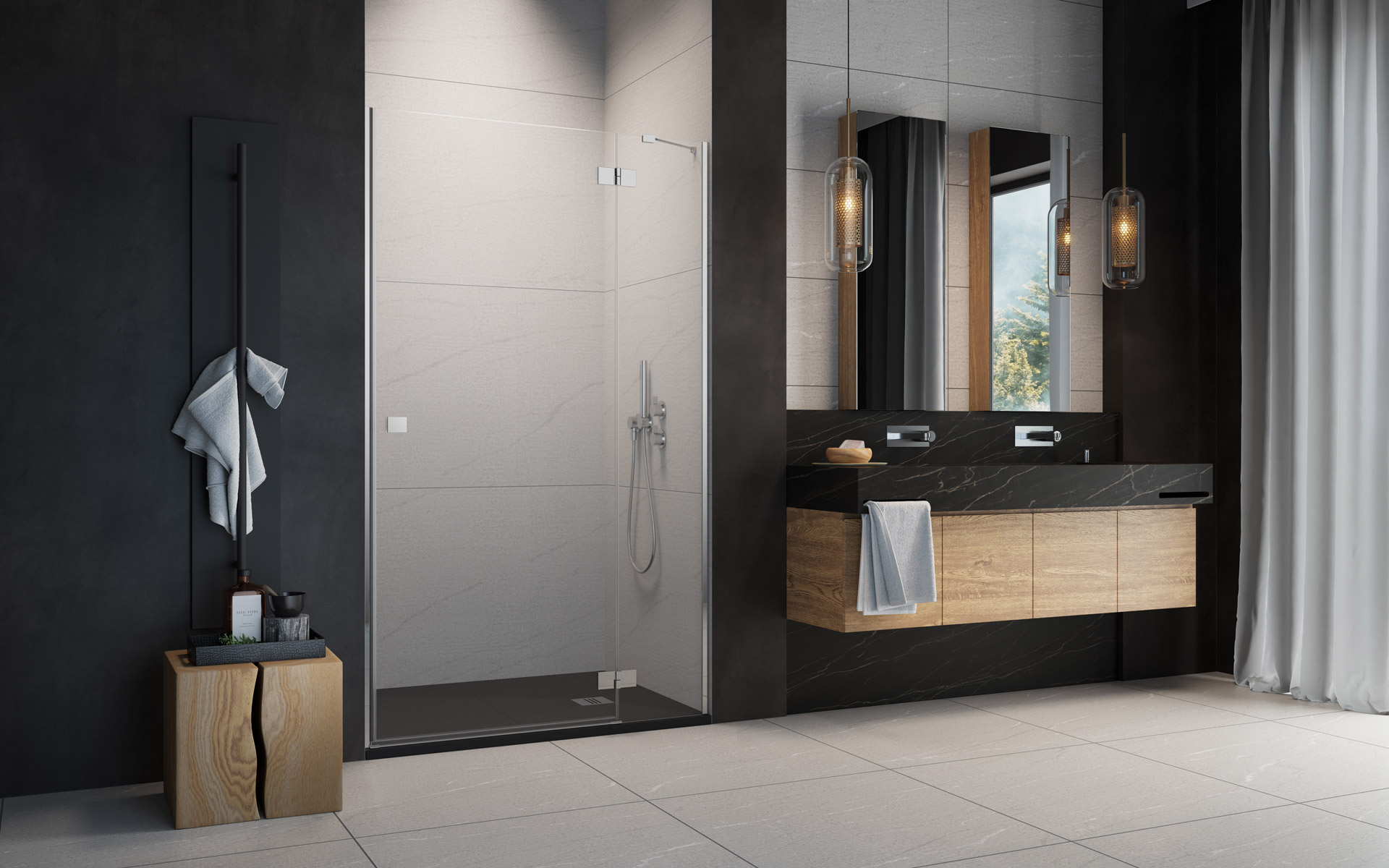 Radaway Essenza New DWJ sprchové dvere 90 cm výklopné chróm lesklá/priehľadné sklo 1385013-01-01R