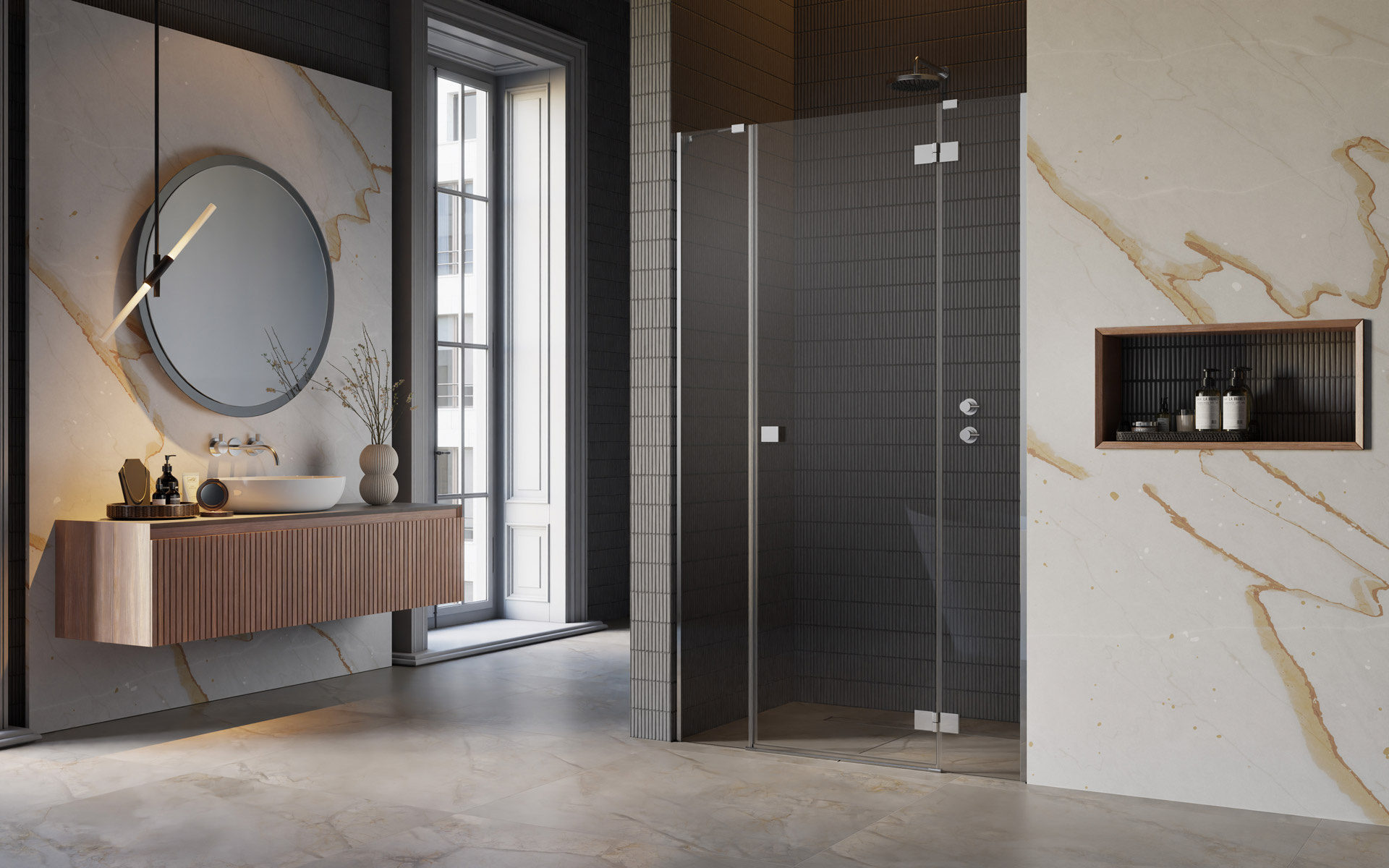 Radaway Essenza New DWJS sprchové dvere 70.5 cm výklopné chróm lesklá/priehľadné sklo 1385032-01-01R