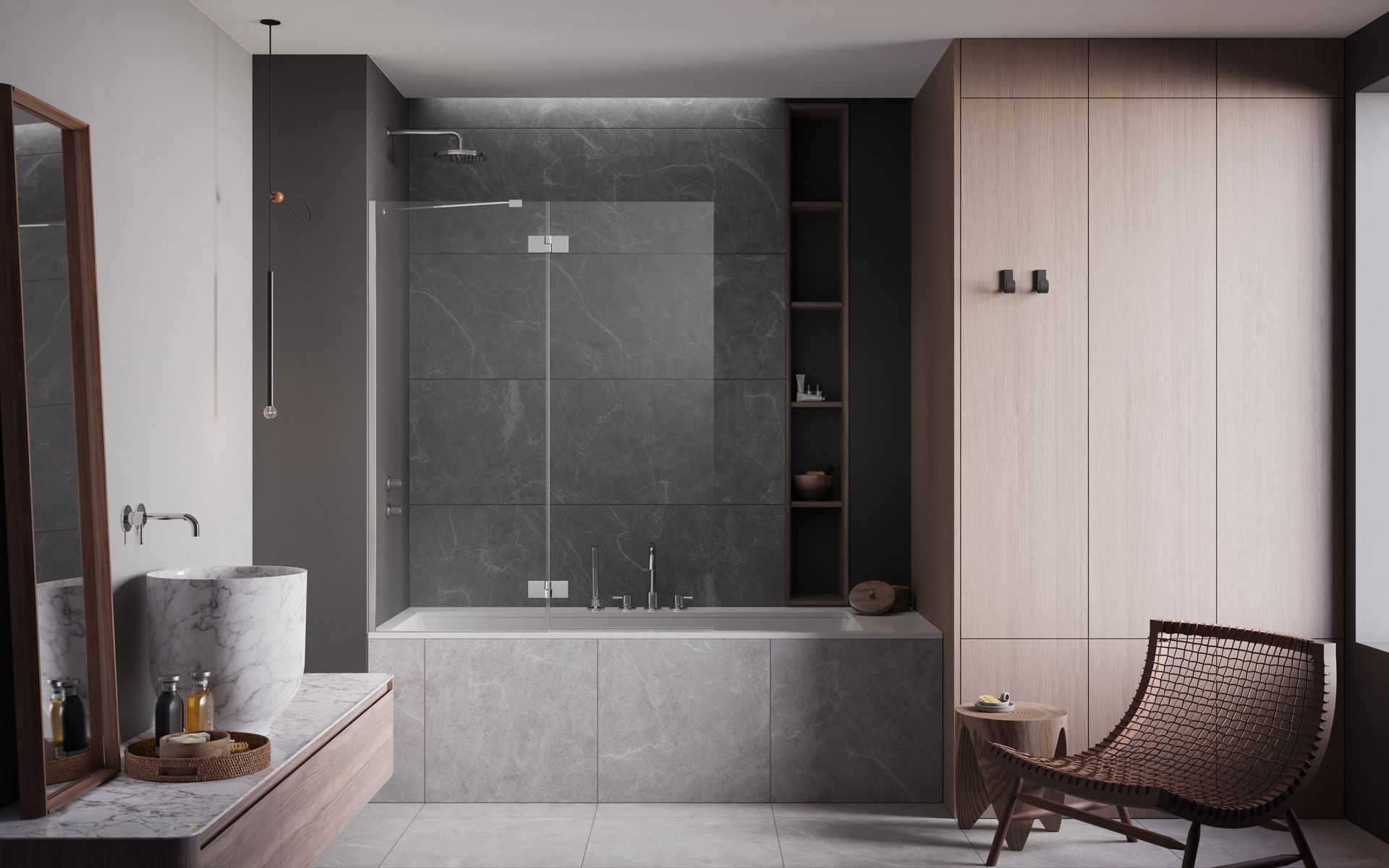 Radaway Essenza New PND II vaňová zástena 100 cm dvojdielny 110002100-01-01L