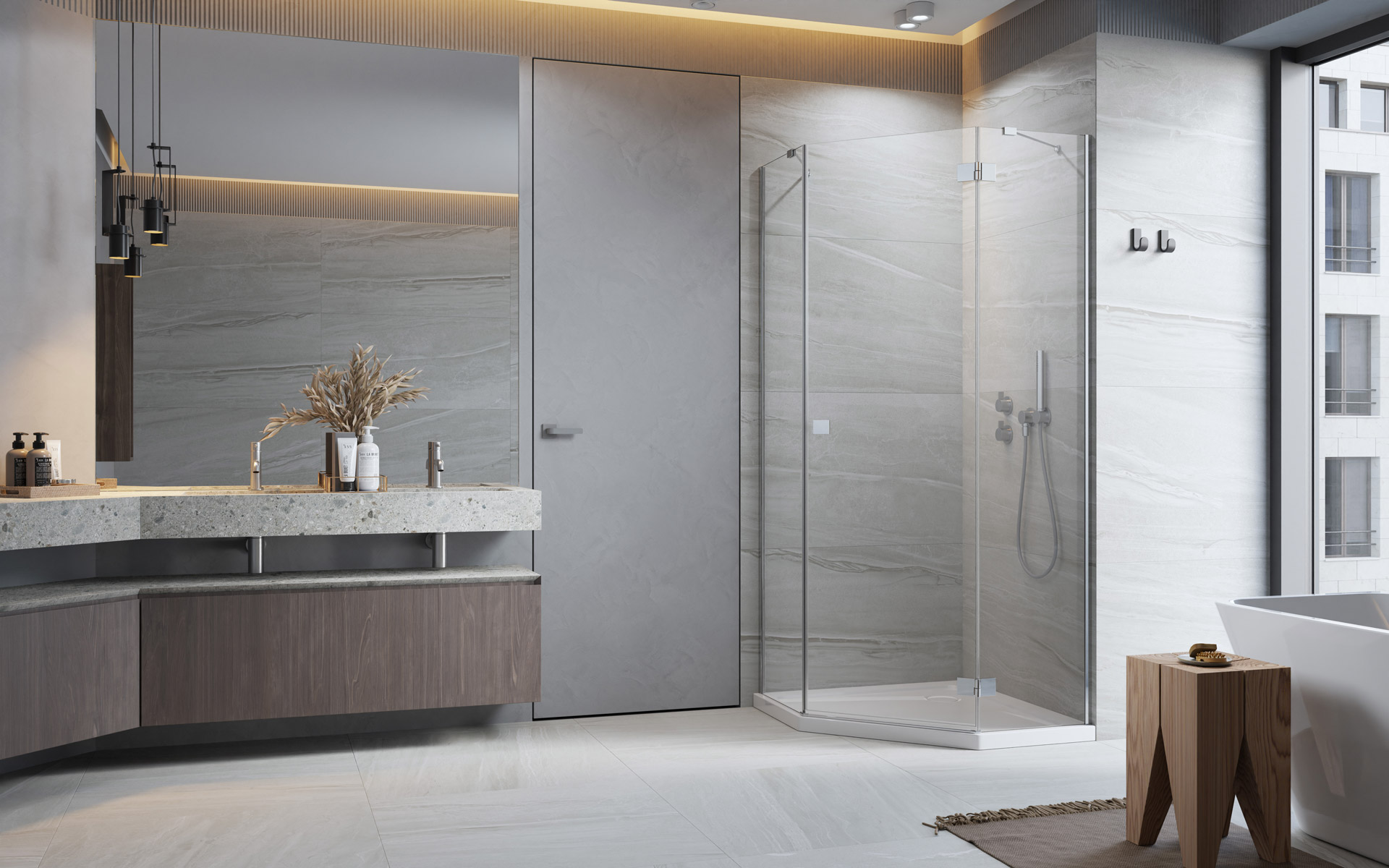 Radaway Essenza New PTJ súprava stien /sklo priehľadné 1385056-01-01