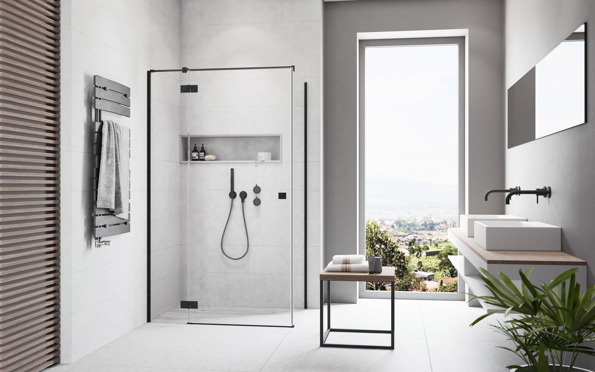 Radaway Essenza New Black KDJ sprchové dvere 80 cm výklopné čierna matná/priehľadné sklo 1385043-54-01L