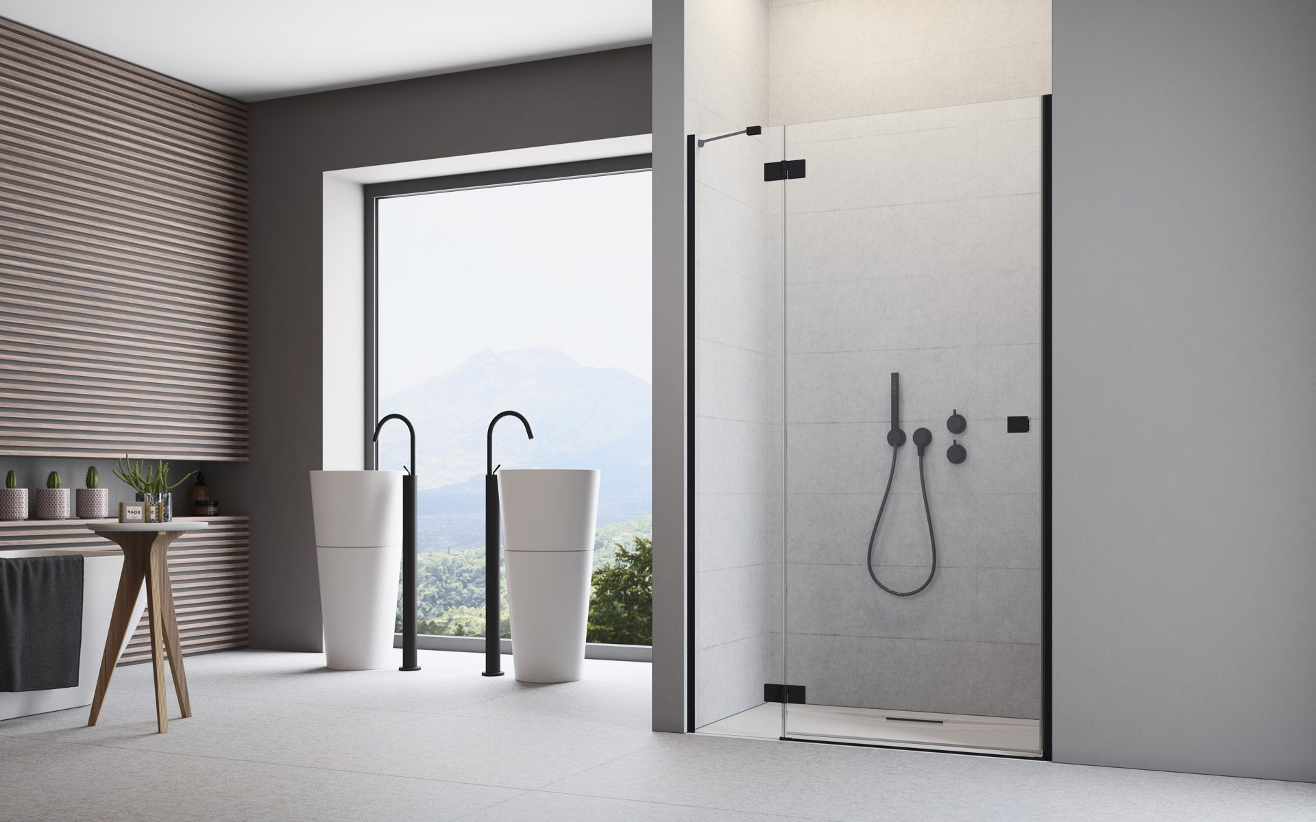 Radaway Essenza New Black DWJ sprchové dvere 80 cm výklopné čierna matná/priehľadné sklo 1385012-54-01L