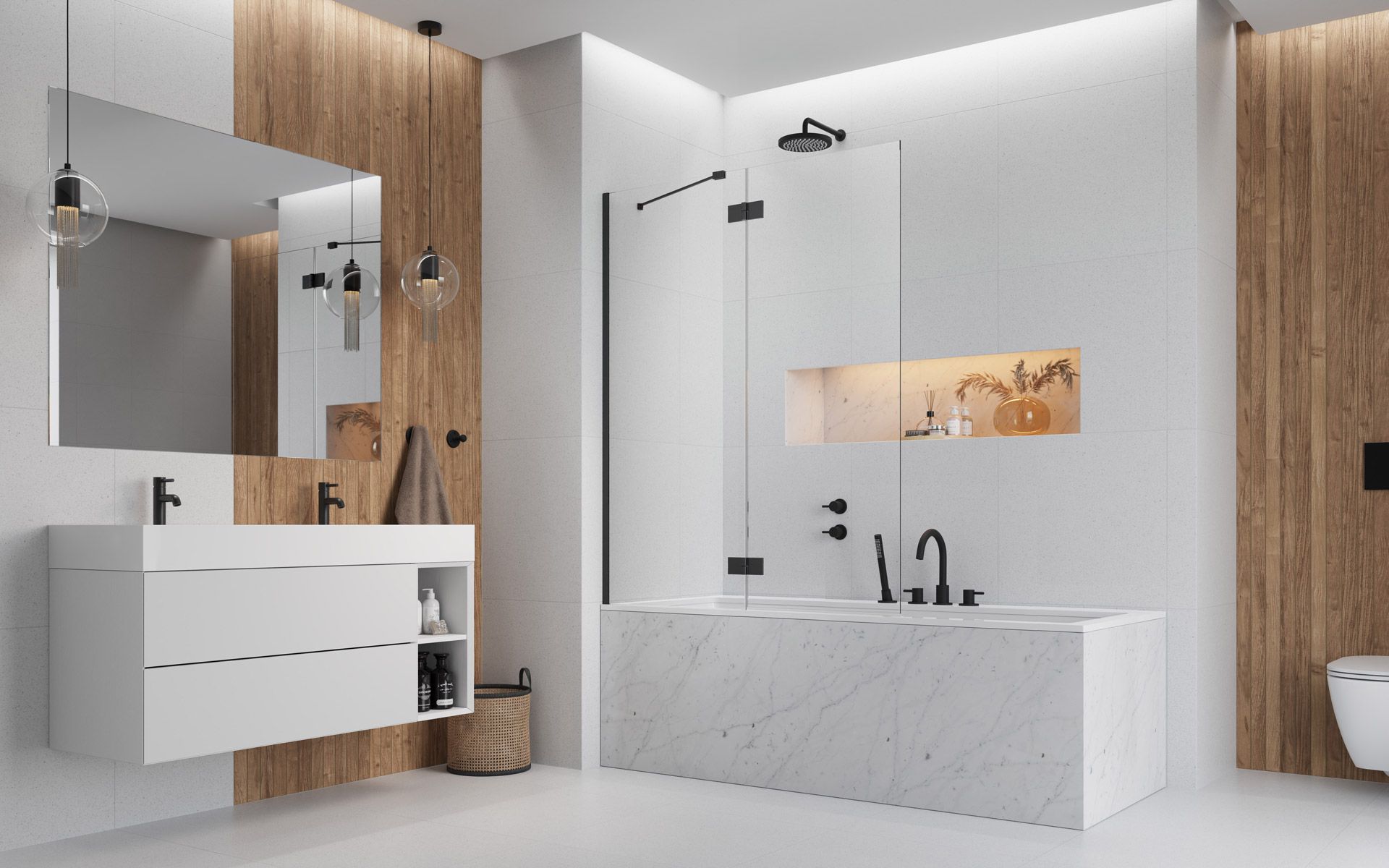 Radaway Essenza New Black PND II dvere paravánu 120 cm dvojdielny 110002120-54-01L