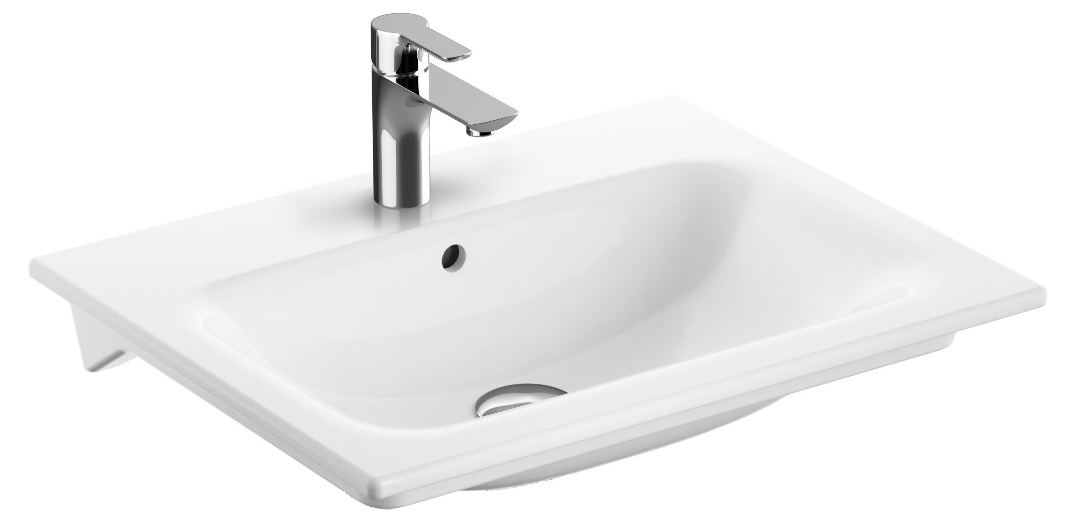 Geberit Selnova Square umývadlo 60x48 cm obdĺžnik umývadlo na nábytok-vstavané umývadlo biela 500.994.00.1