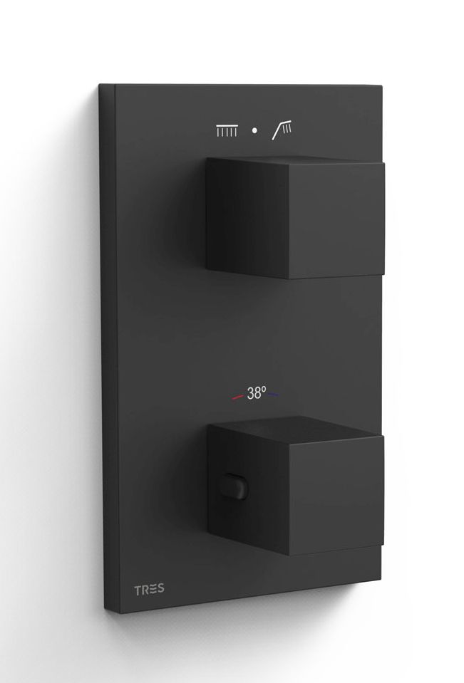 Tres Therm-Box vaňová/sprchová batéria podomietková s termostatom čierna 00625001NM