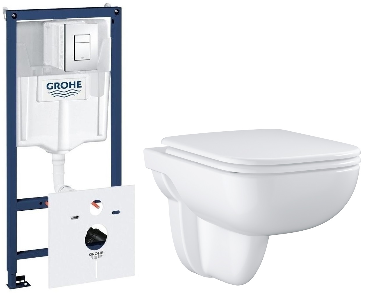 Súprava WC misa s pomaly sa sklápajúcim sedadlom Grohe Start Edge 39815000, podomietková konštrukcia Grohe Rapid SL 38827000