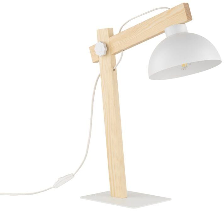 TK Lighting Oslo stolová lampa 1x15 W biela-dreva 5347