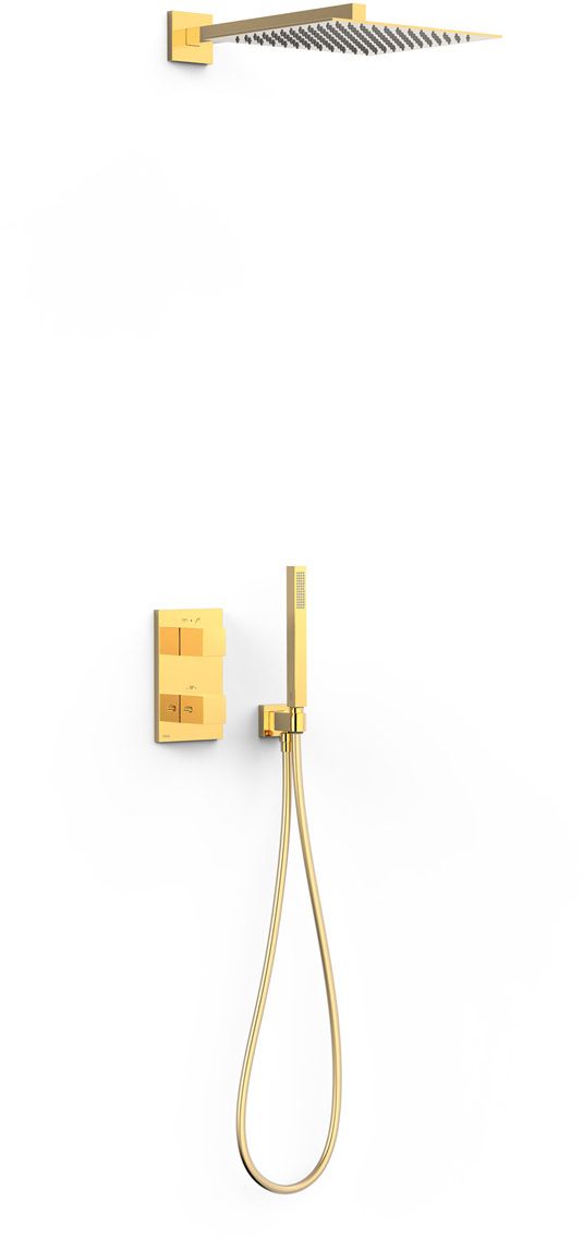 Tres Therm-Box sprchová súprava podomietková s termostatom s dažďovou sprchou zlatá 00625004OR