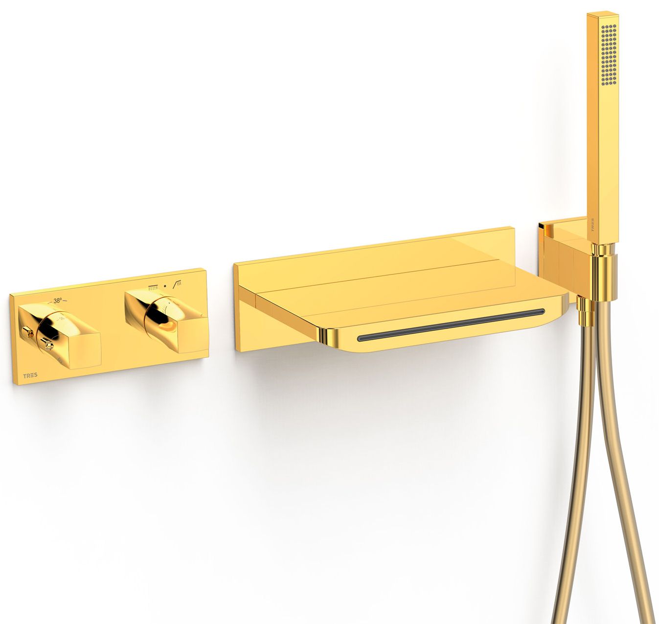 Tres B-System vaňová/sprchová batéria podomietková s termostatom zlatá 30725207OR