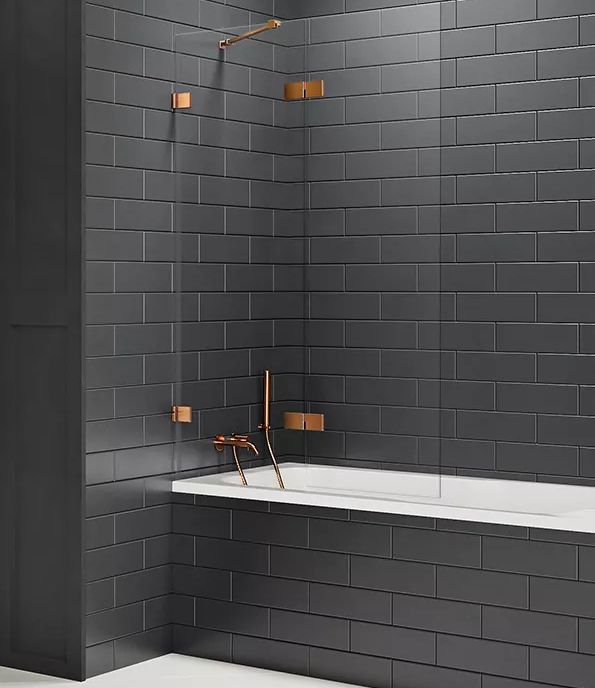 New Trendy Avexa Copper Brushed vaňová zástena 100 cm dvojdielny medená brúsené/číre sklo EXK-3808