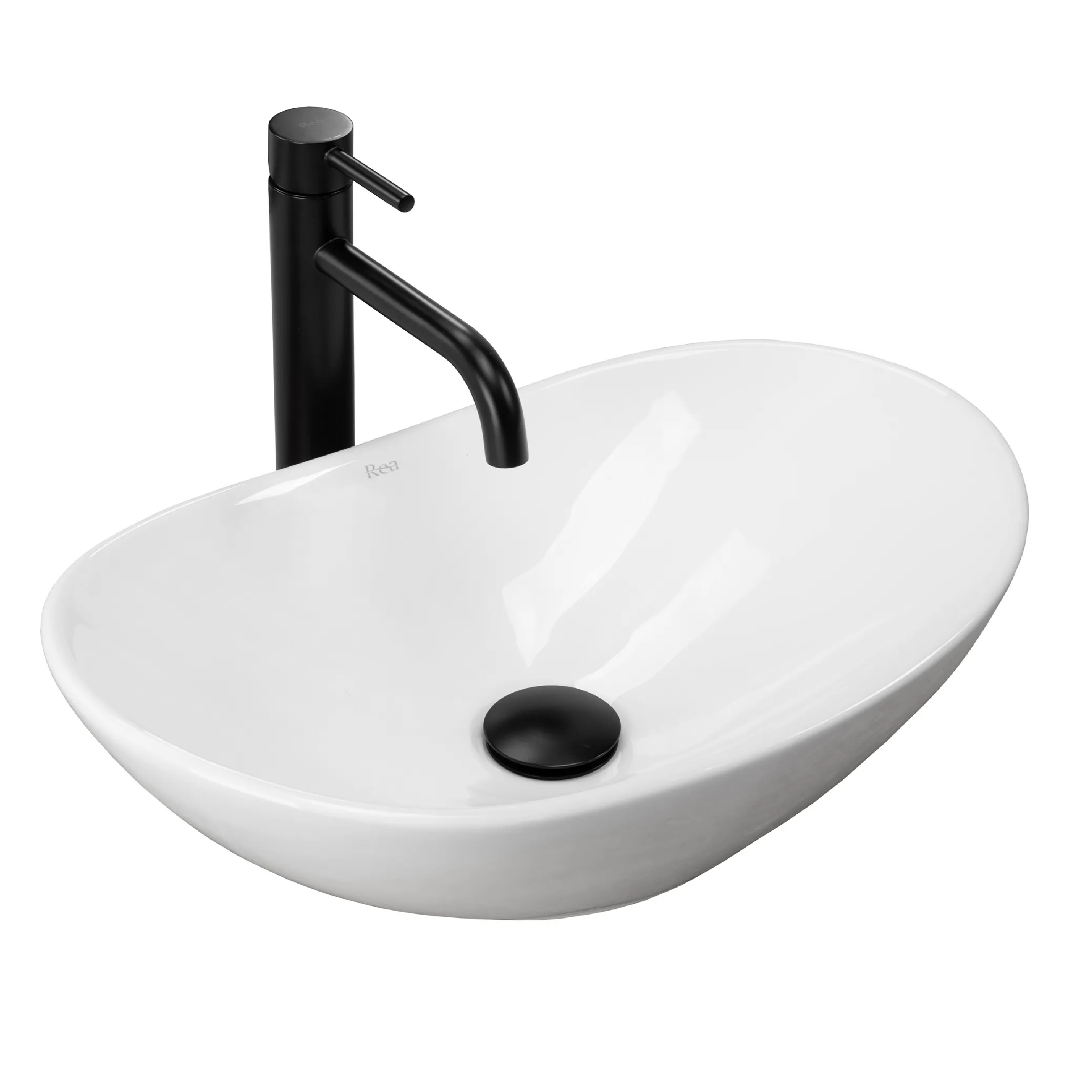 Rea Royal umývadlo 48x30.5 cm oválny pultové umývadlo biela REA-U6507