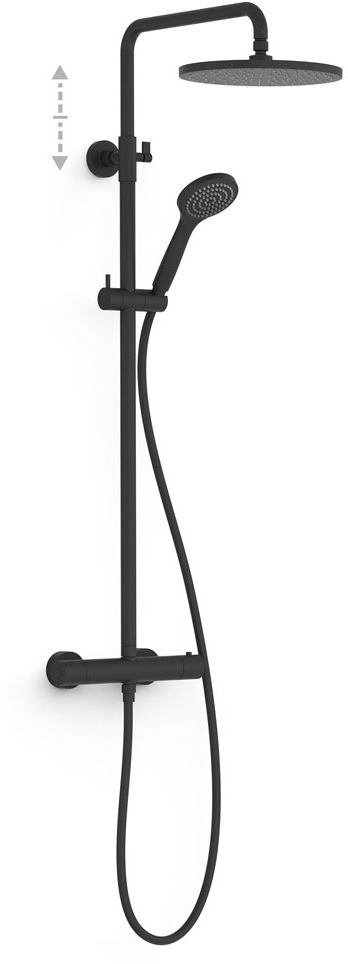Tres Base sprchová súprava nástenná s termostatom s dažďovou sprchou čierna 21639502NM