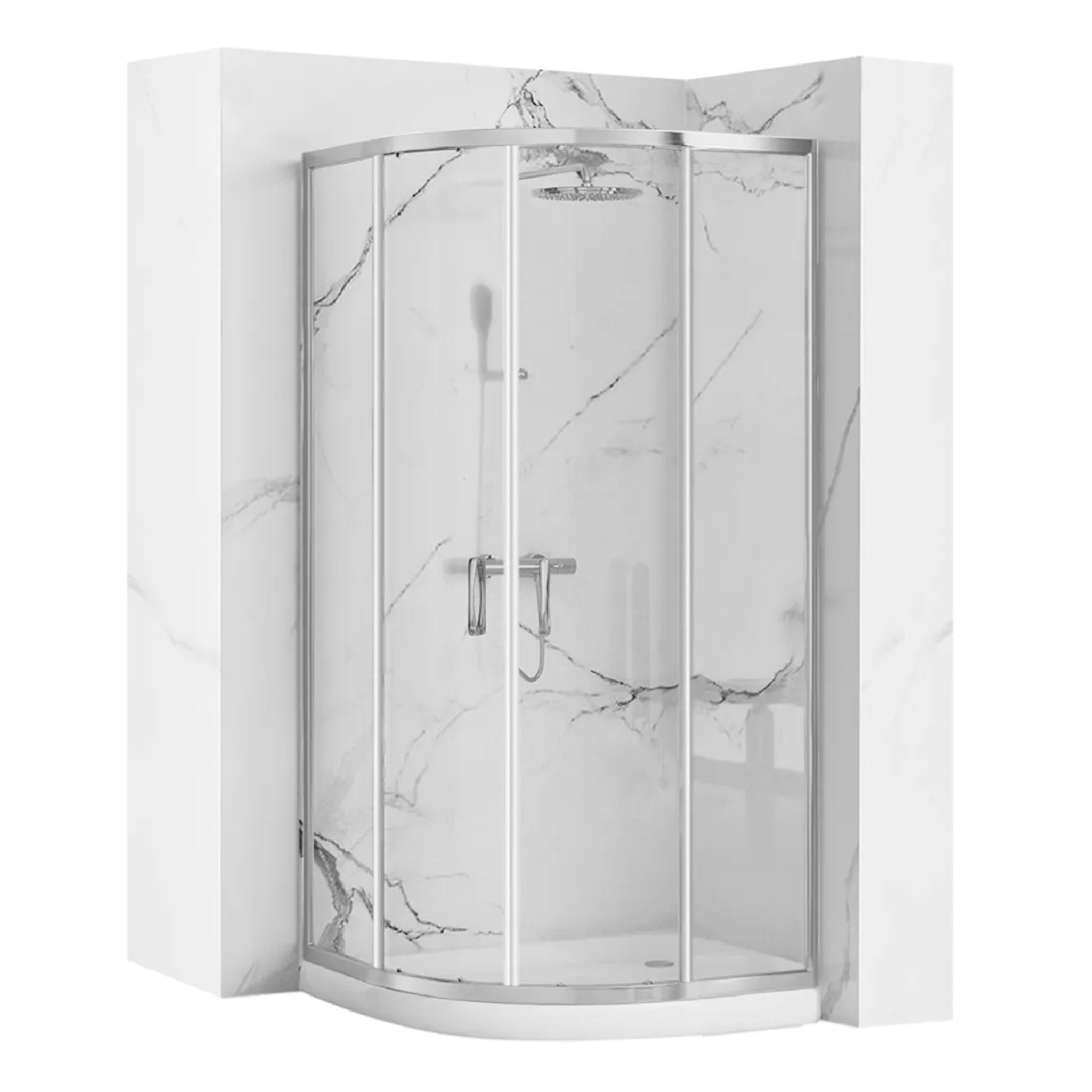 Rea Look sprchovací kút 80x80 cm polkruhová chromová lesklé/priehľadné sklo REA-K7904