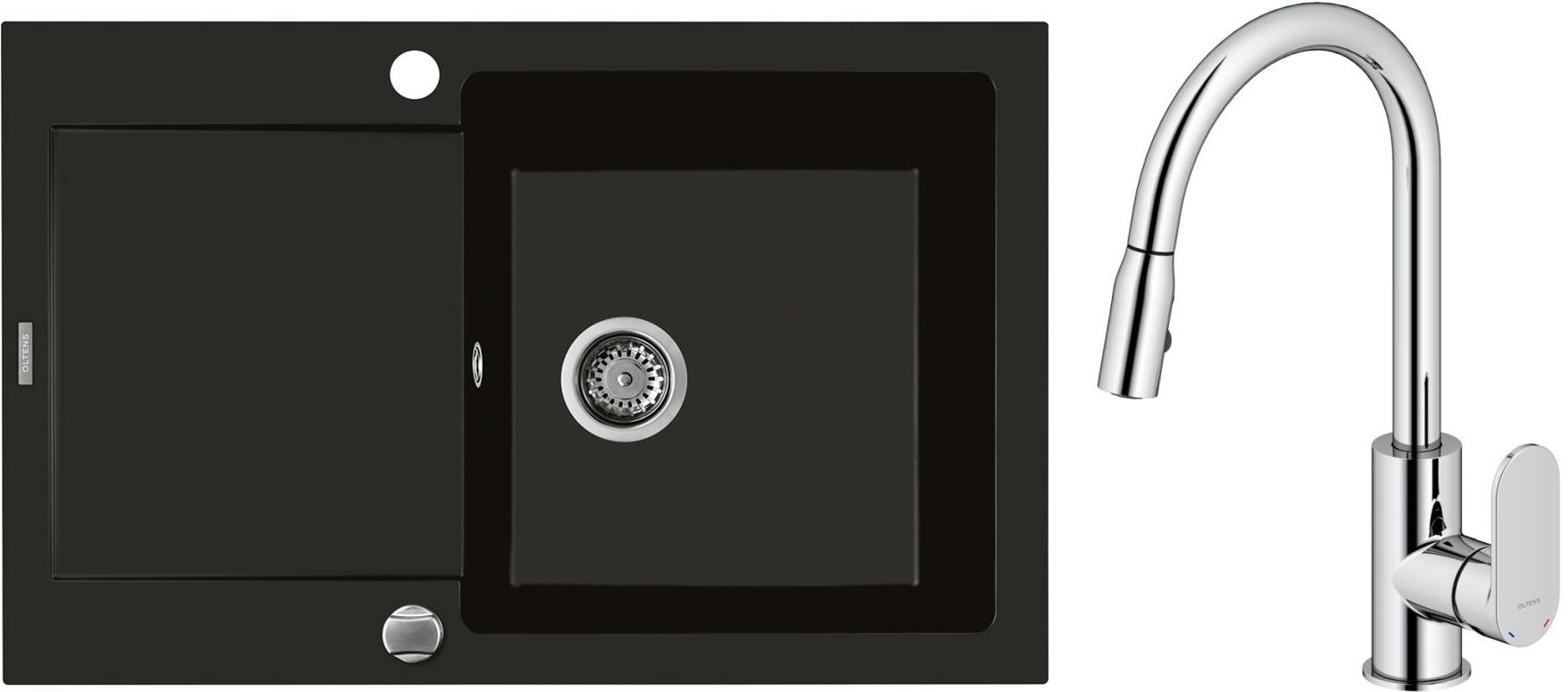 Súprava granitový drez Oltens Gravan 72100300, kuchynská batéria Oltens Lista 35202100