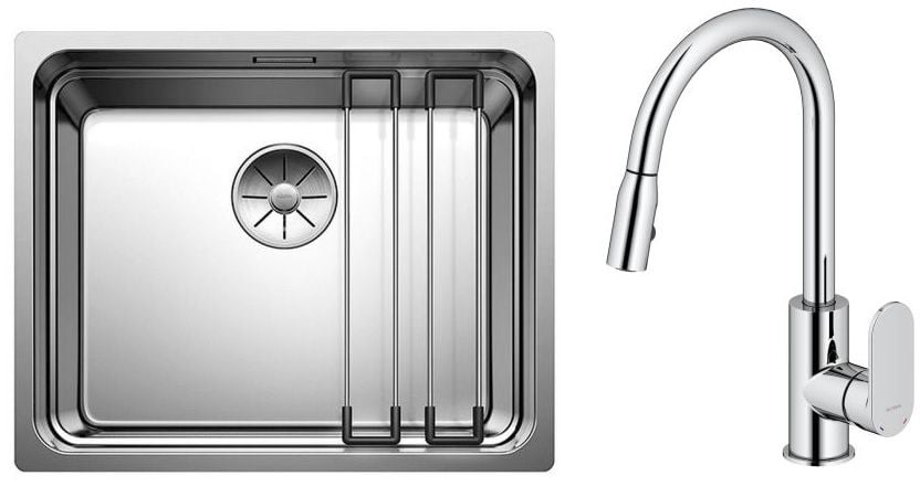 Súprava nerezový drez Blanco Etagon 500-U 521841, kuchynská batéria Oltens Lista 35202100