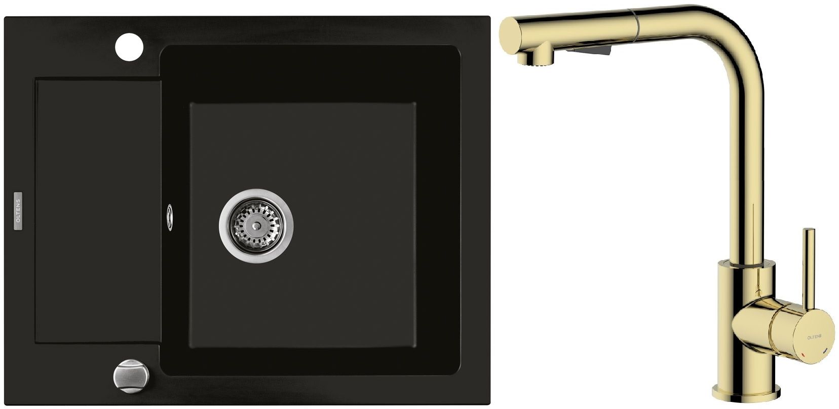 Súprava kuchynská batéria Oltens Myvat 35205800, granitový drez Oltens Gravan 72102300