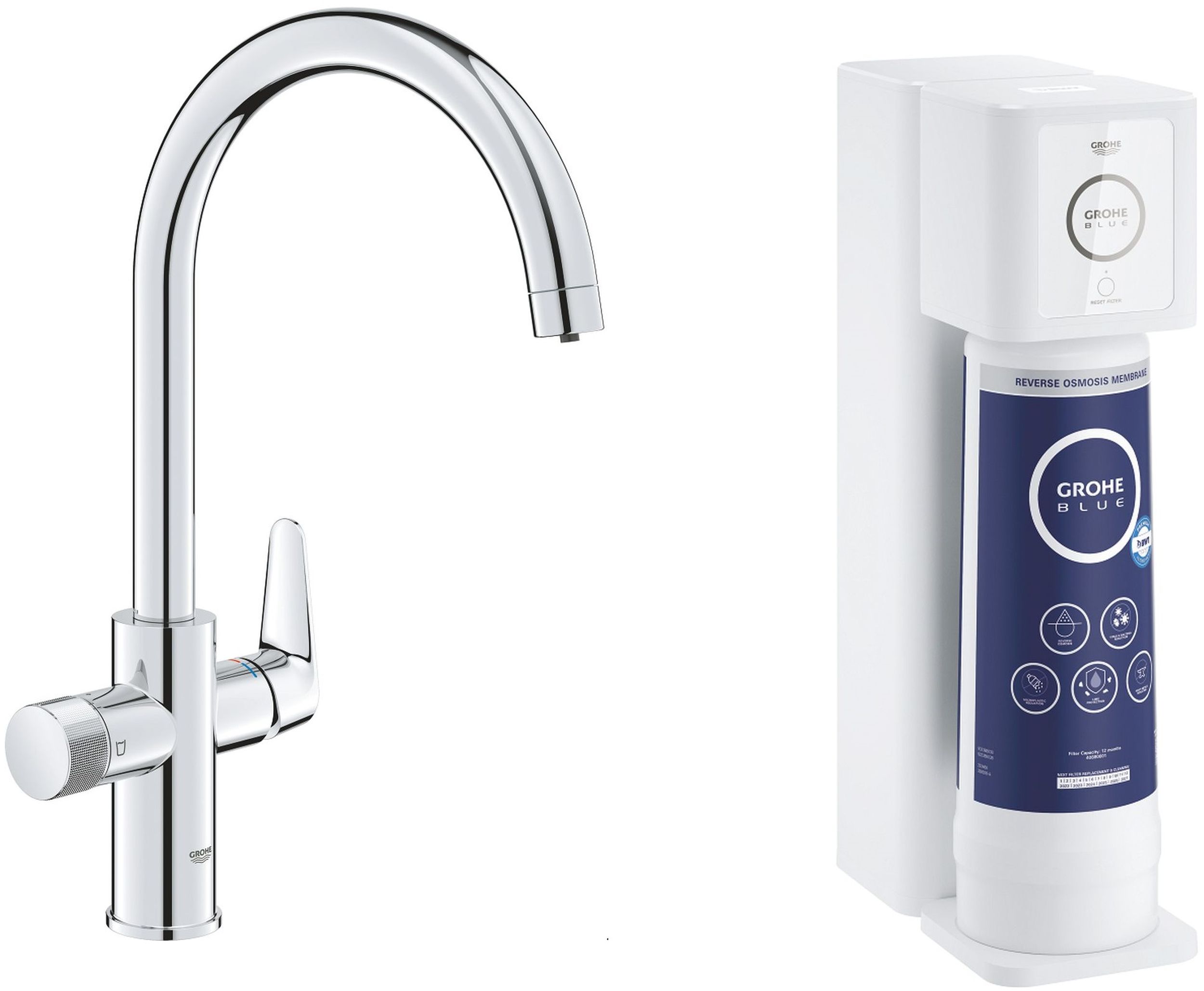 Set štartovacia súprava Grohe Blue 40877000, batéria pre vodný filter Grohe Blue 30592000