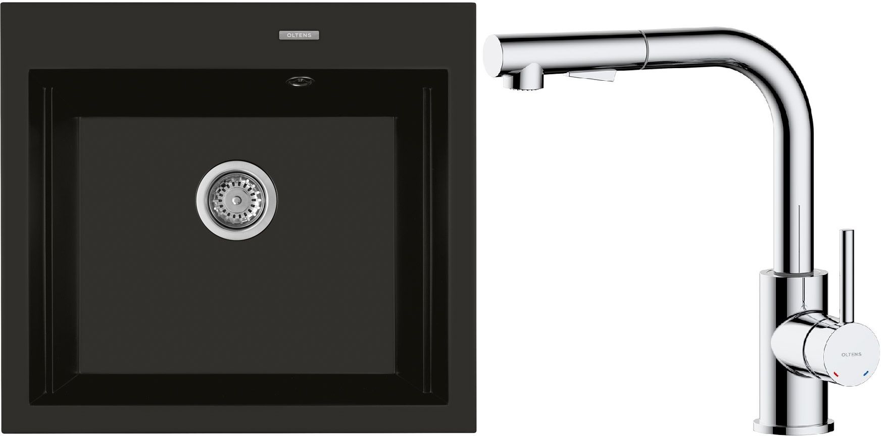 Súprava granitový drez Oltens Gravan 72000300, kuchynská batéria Oltens Myvat 35205100