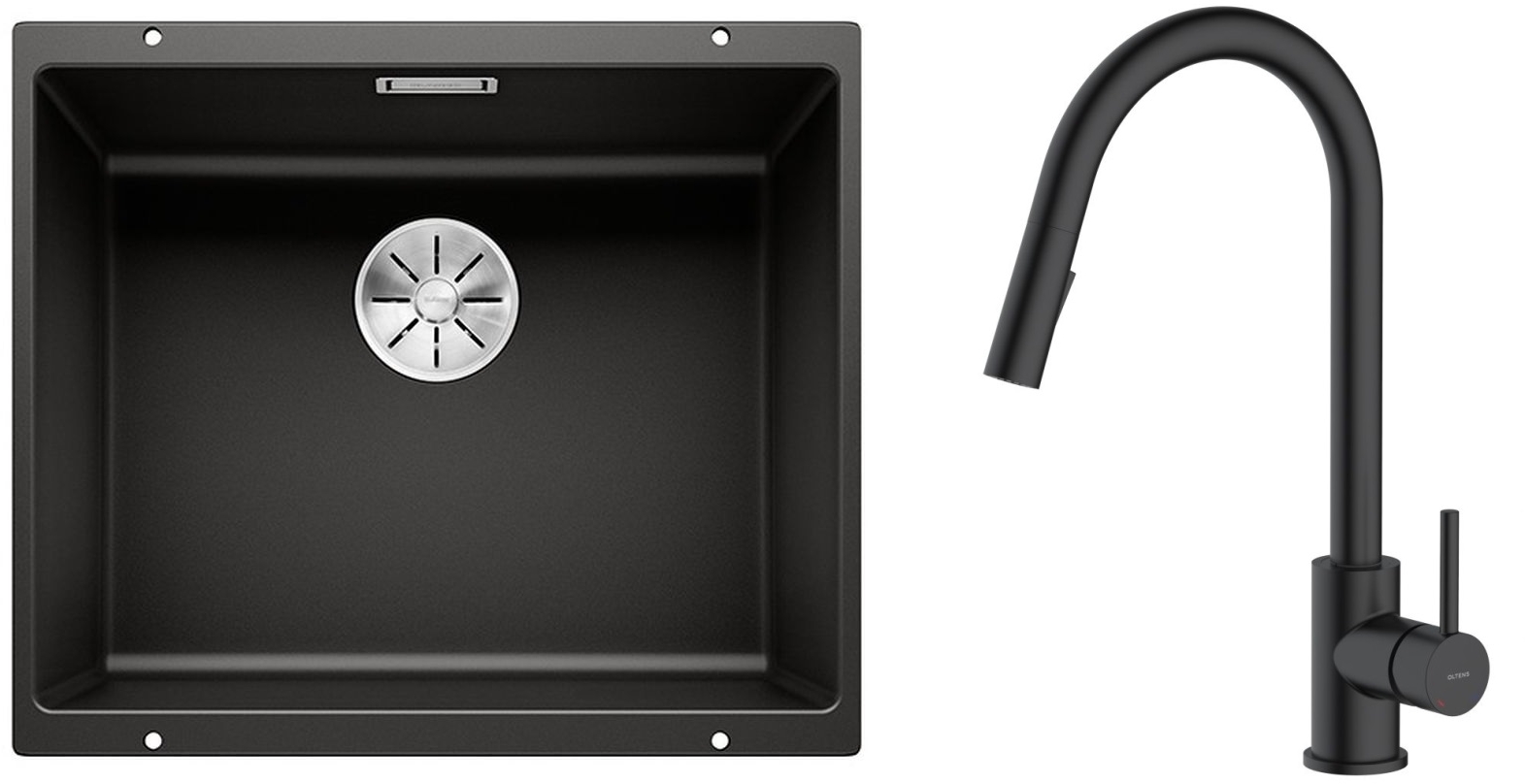 Súprava granitový drez Blanco Subline 500-U 525995, kuchynská batéria Oltens Litla 35204300