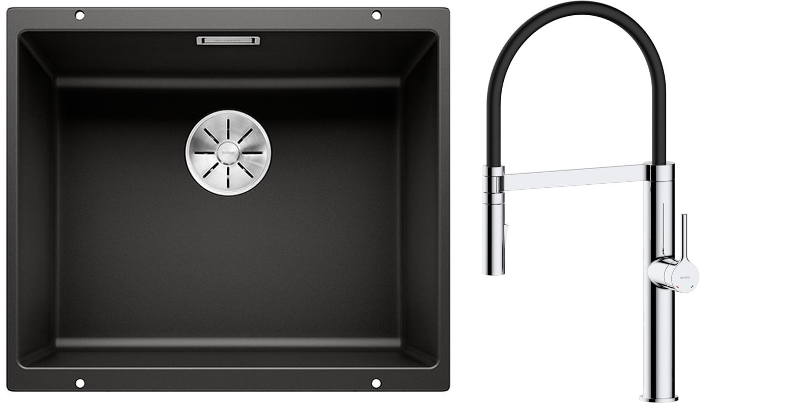 Súprava granitový drez Blanco Subline 500-U 525995, kuchynská batéria Oltens Borga 35207100