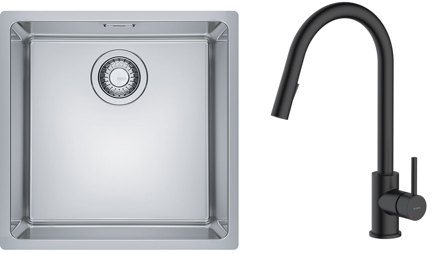 Súprava nerezový drez Franke Maris 122.0543.995, kuchynská batéria Oltens Litla 35204300