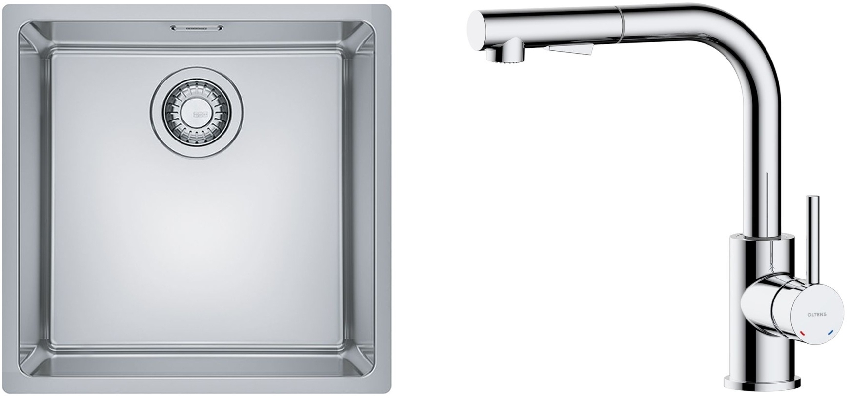 Súprava nerezový drez Franke Maris 122.0543.995, kuchynská batéria Oltens Myvat 35205100