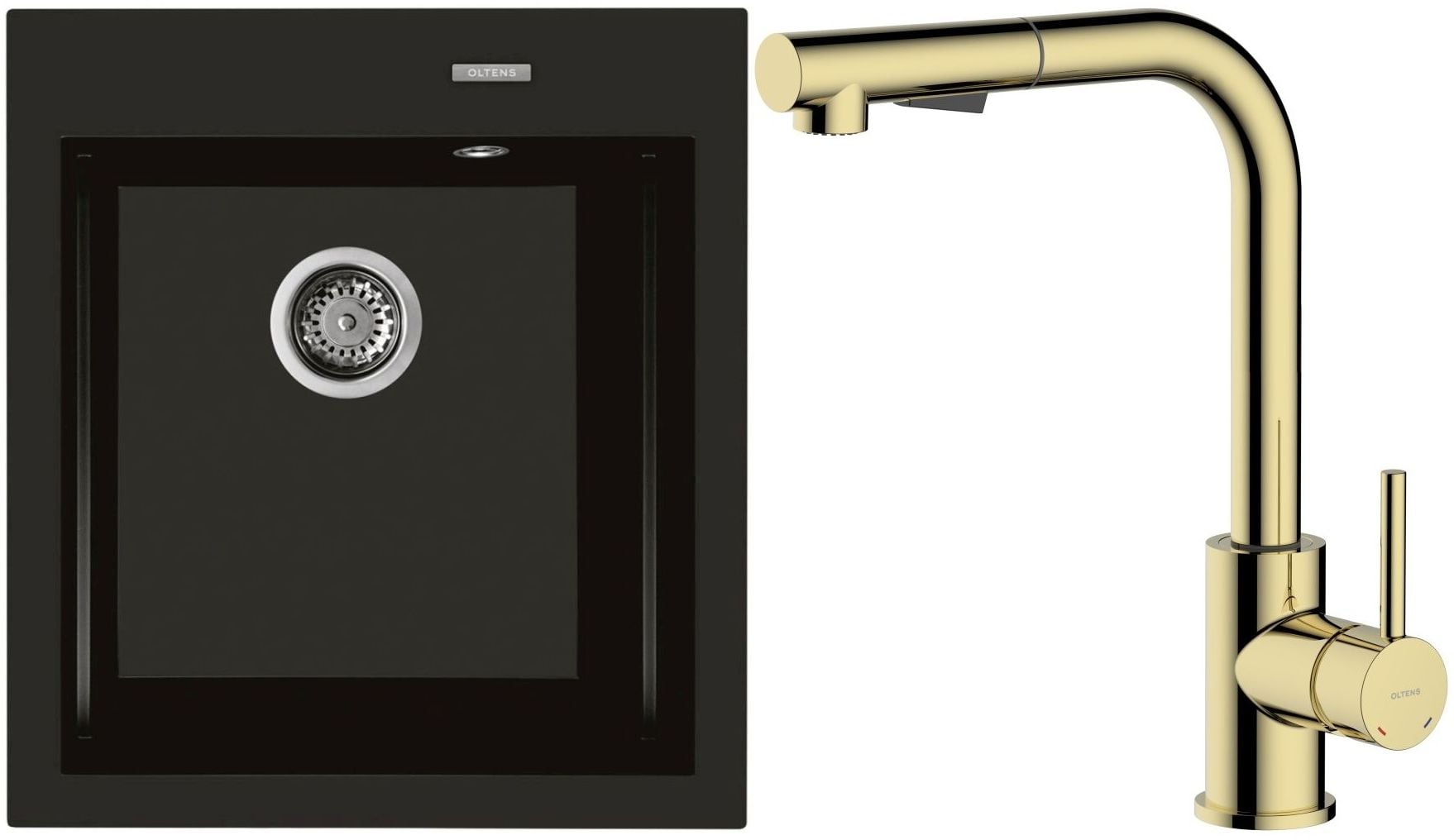 Súprava kuchynská batéria Oltens Myvat 35205800, granitový drez Oltens Gravan 72001300
