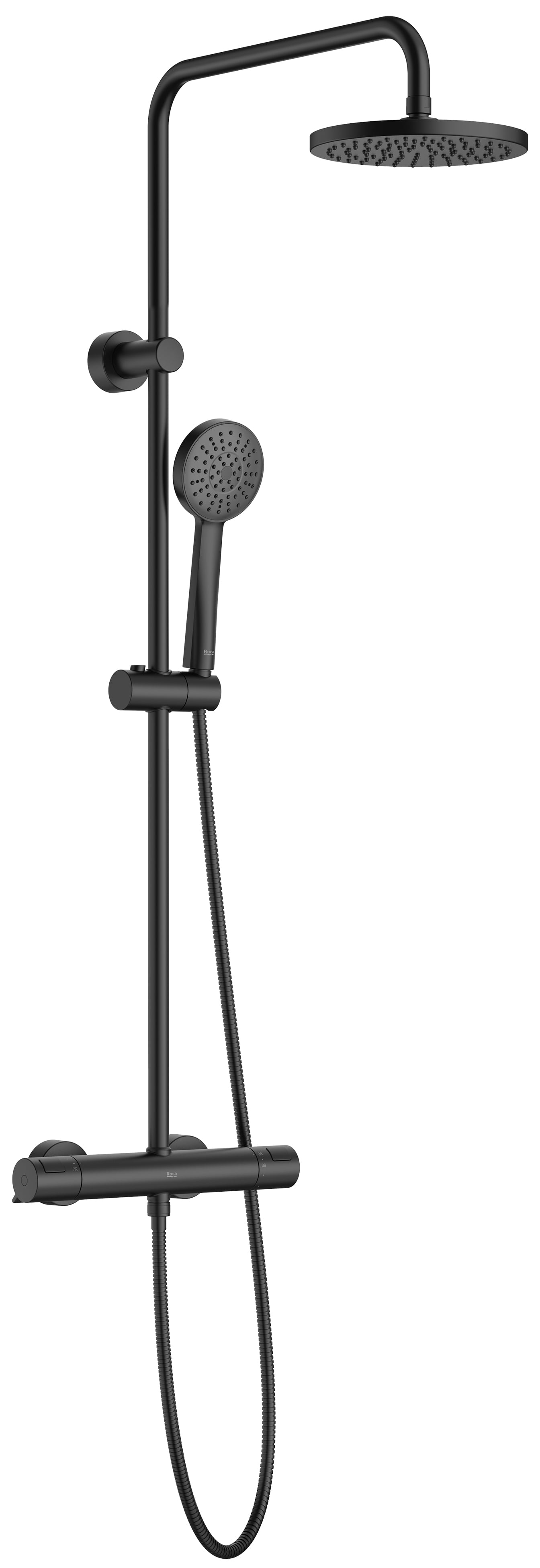 Roca Victoria T-Basic sprchová súprava nástenná s termostatom s dažďovou sprchou čierna A5A9F18NB0