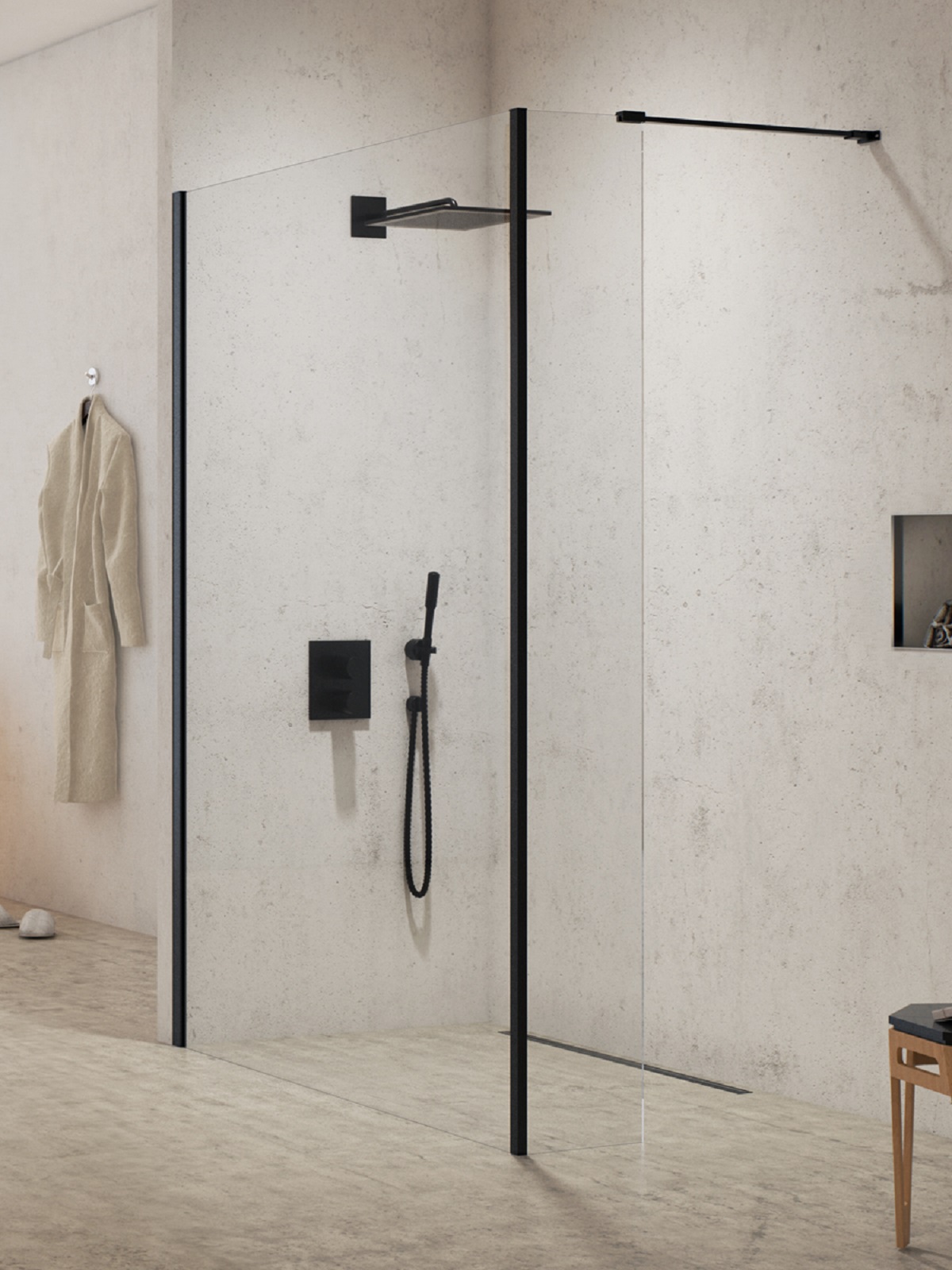 New Trendy New Modus Black stena sprchového kúta walk -in 30 cm čierna matný/sklo priehľadné EXK-5570