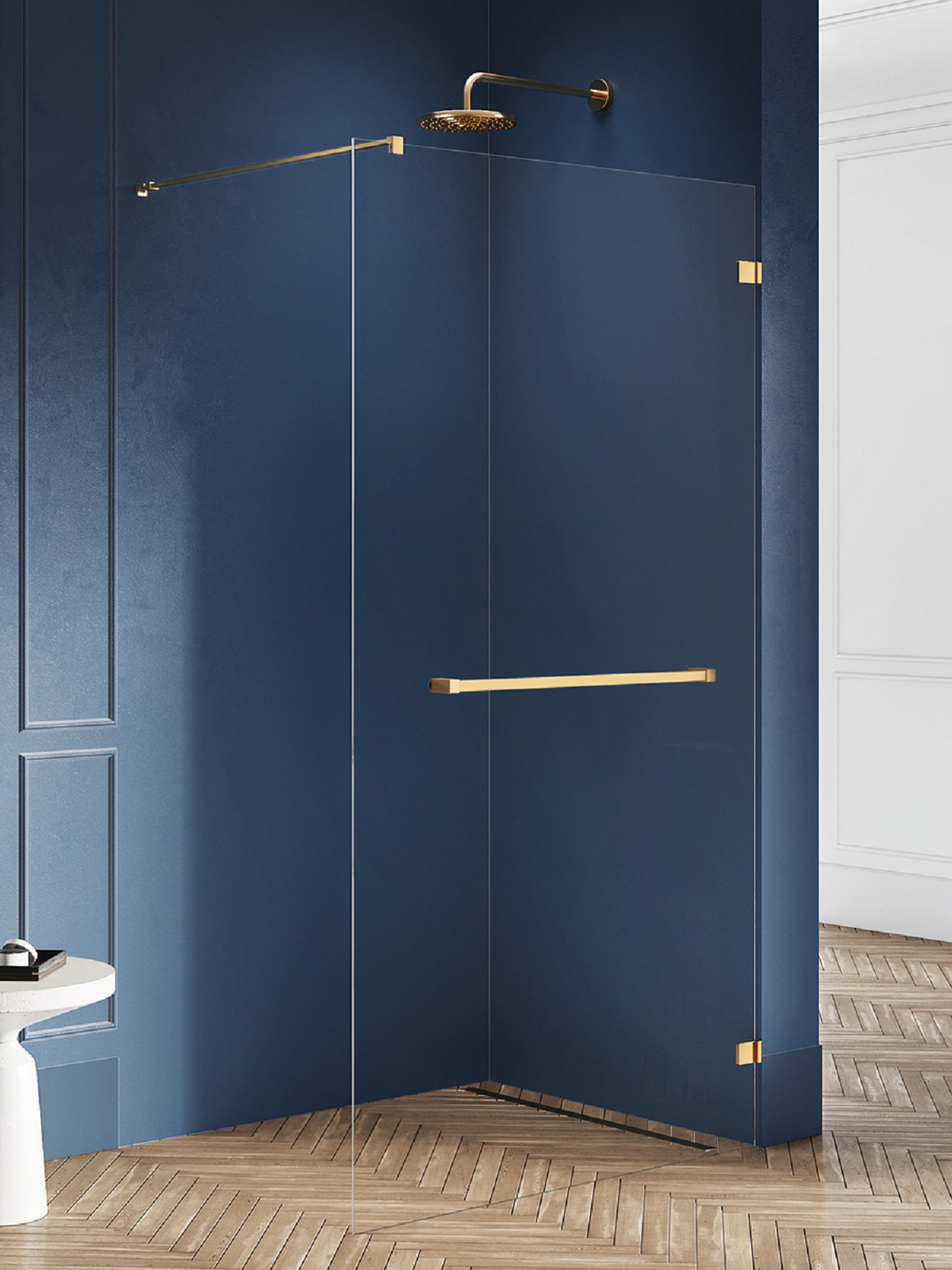 New Trendy Avexa Gold Brushed stena sprchového kúta walk -in 90 cm zlatá brúsený/sklo priehľadné EXK-7026