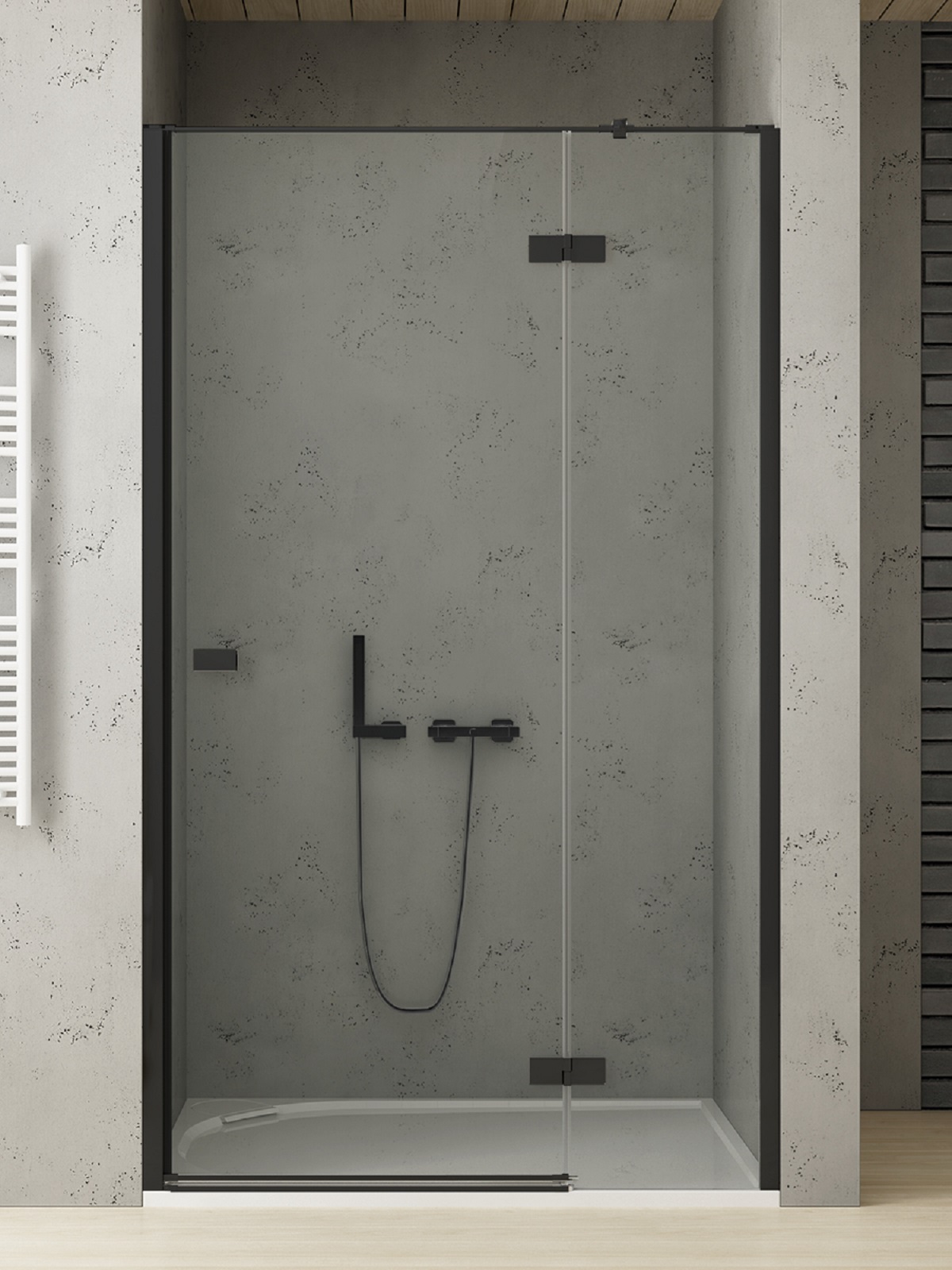 New Trendy Reflexa Black sprchové dvere 80 cm výklopné čierna matná/priehľadné sklo EXK-4899