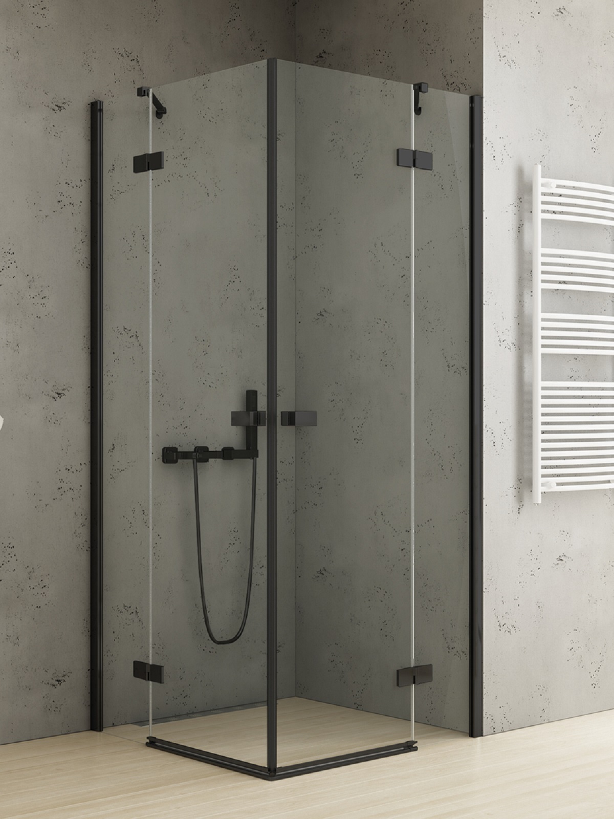 New Trendy Reflexa Black sprchovací kút 120x90 cm štvorcová čierna matné/priehľadné sklo EXK-4981