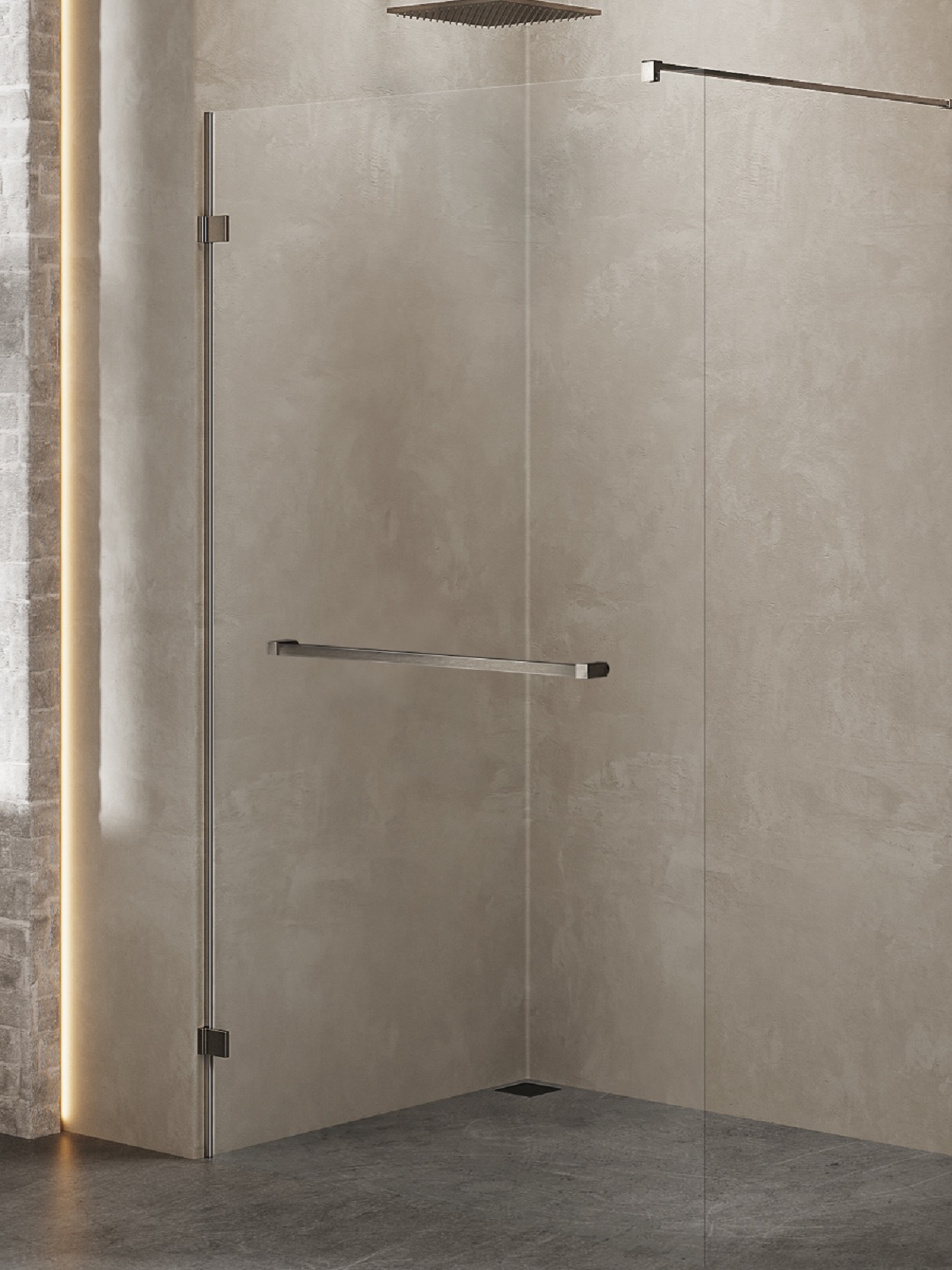 New Trendy Avexa Gunmetal Brushed stena sprchového kúta walk -in 90 cm brúsený/sklo priehľadné EXK-7114