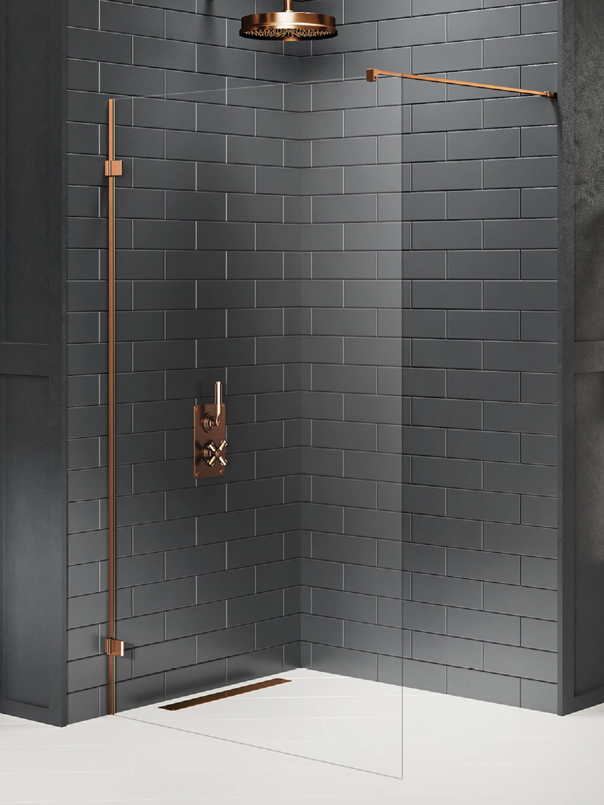 New Trendy Avexa Copper Brushed stena sprchového kúta walk -in 150 cm medená brúsený/sklo priehľadné EXK-7152