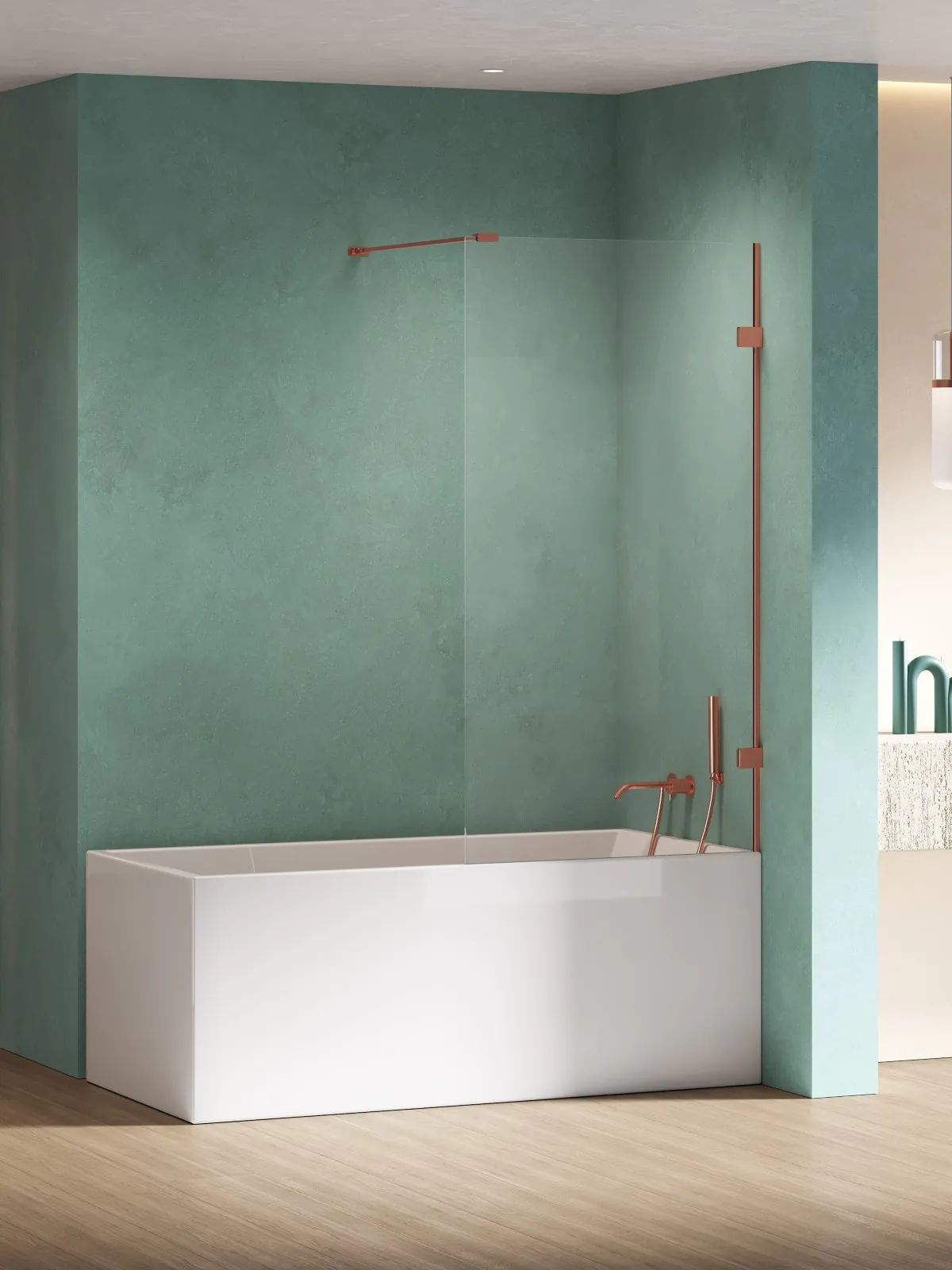 New Trendy Eventa Copper Shine vaňová zástena 80 cm jednodielny medená lesklé/číre sklo EXK-5696-WP