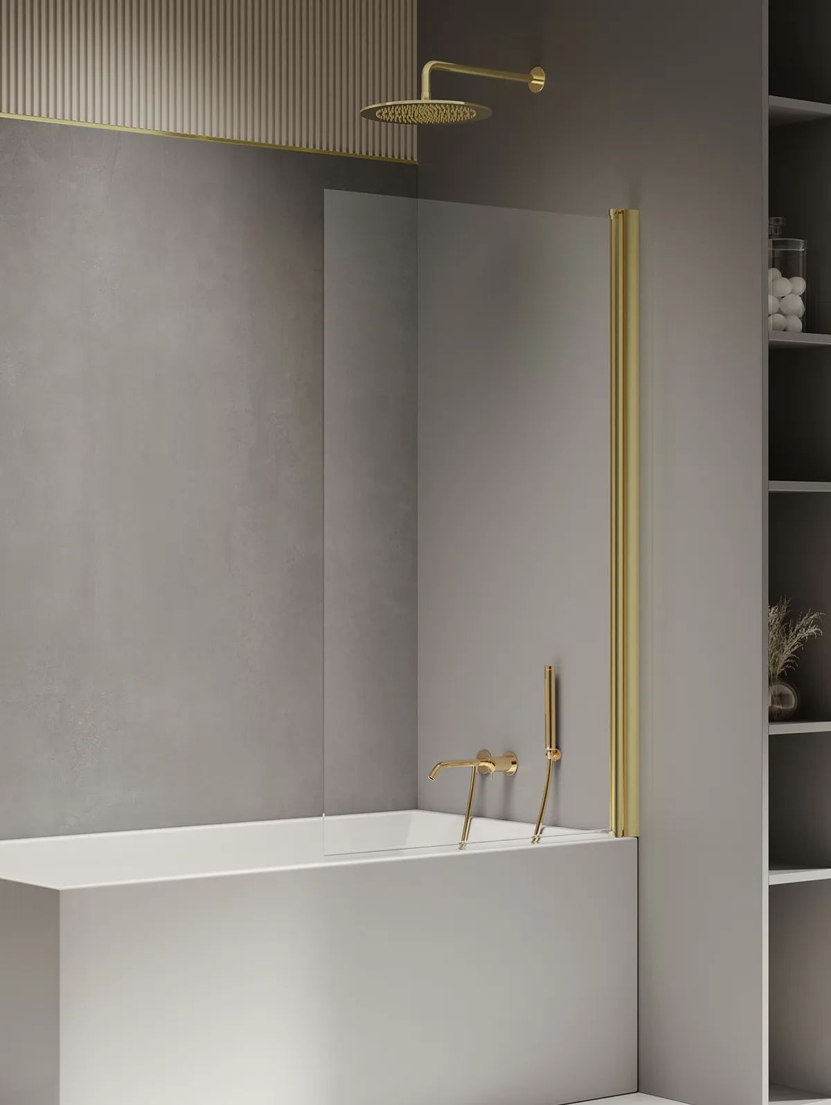 New Trendy New Soleo Light Gold vaňová zástena 80 cm jednodielny zlatá lesklé/číre sklo P-0112