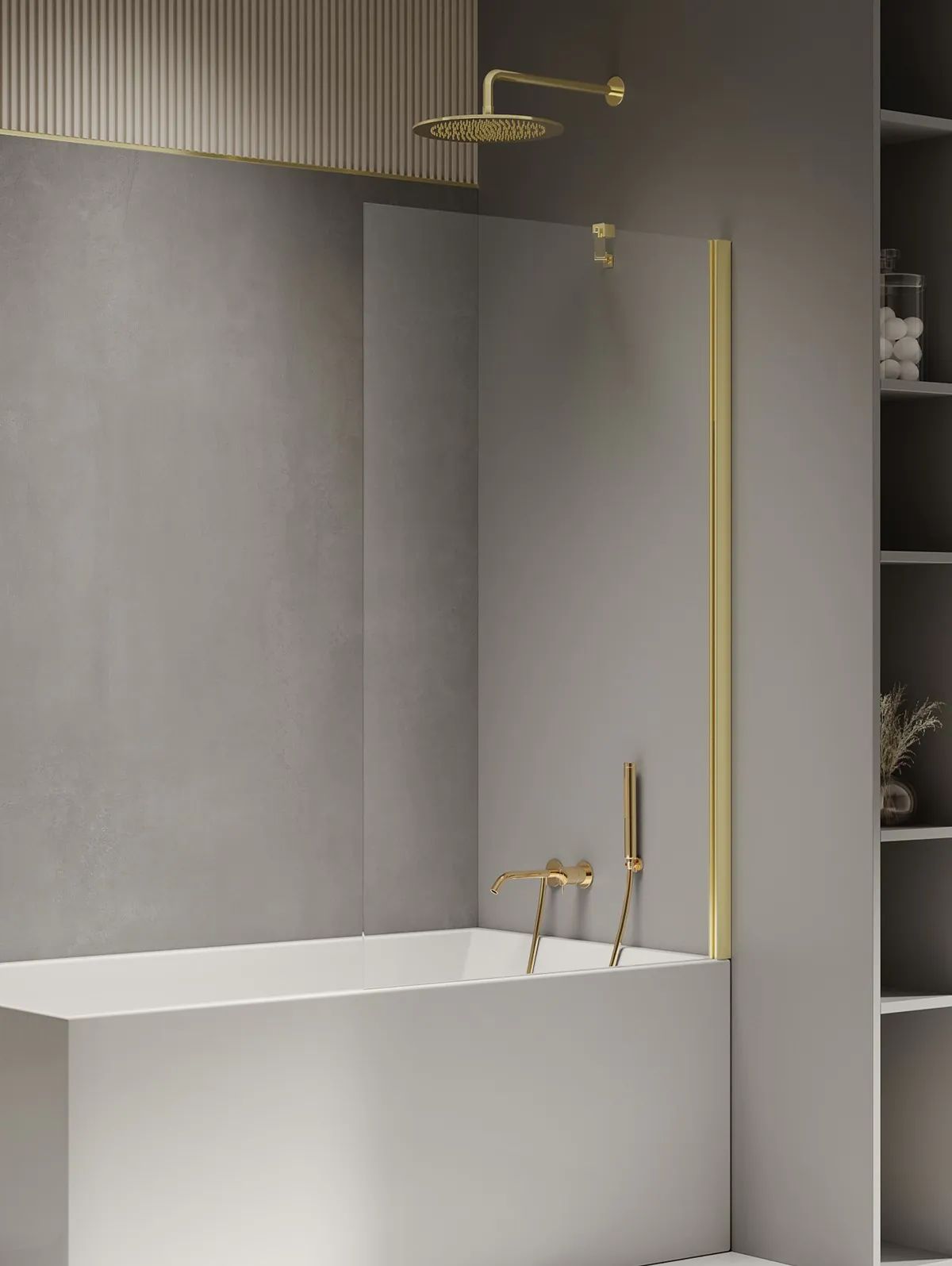 New Trendy New Soleo Light Gold vaňová zástena 80 cm jednodielny zlatá lesklé/číre sklo P-0117