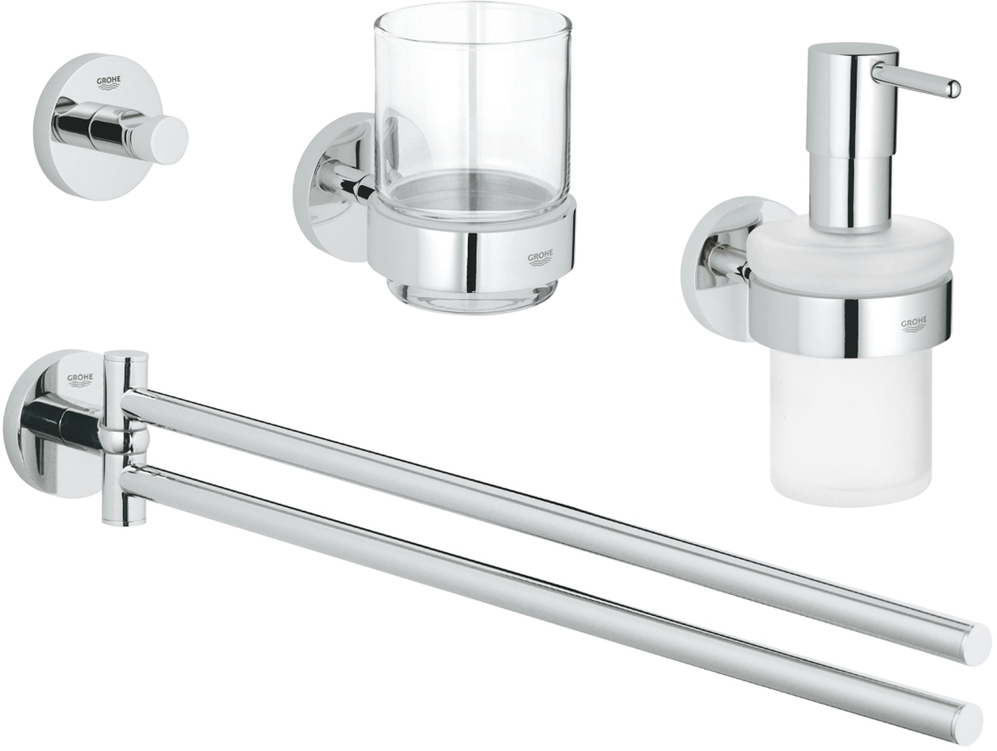 Grohe Essentials súprava príslušenstva 4v1 StarLight Chrome 40846001