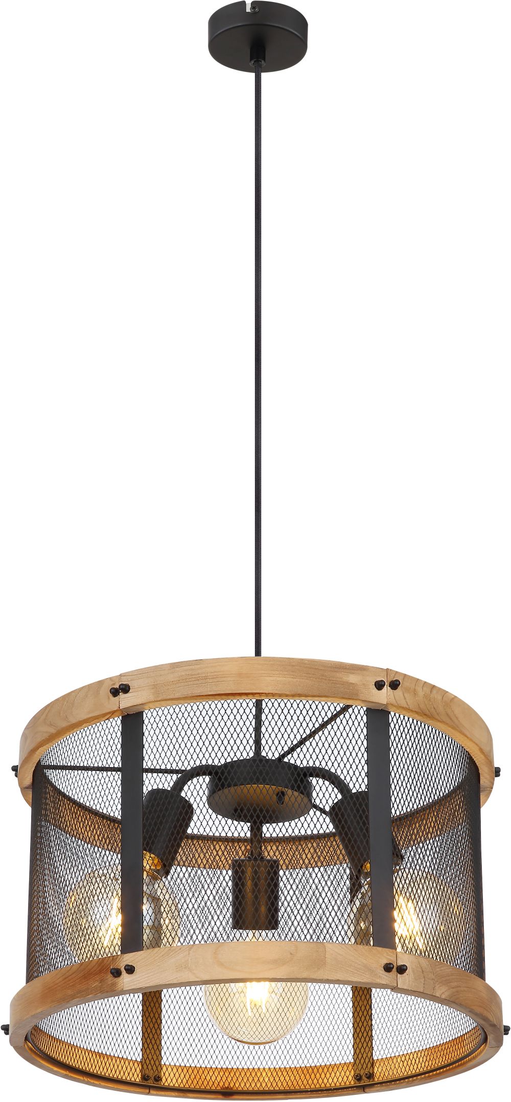 Globo Lighting Jeanie závesné svietidlo 3x40 W čierna-drevená 15661H1