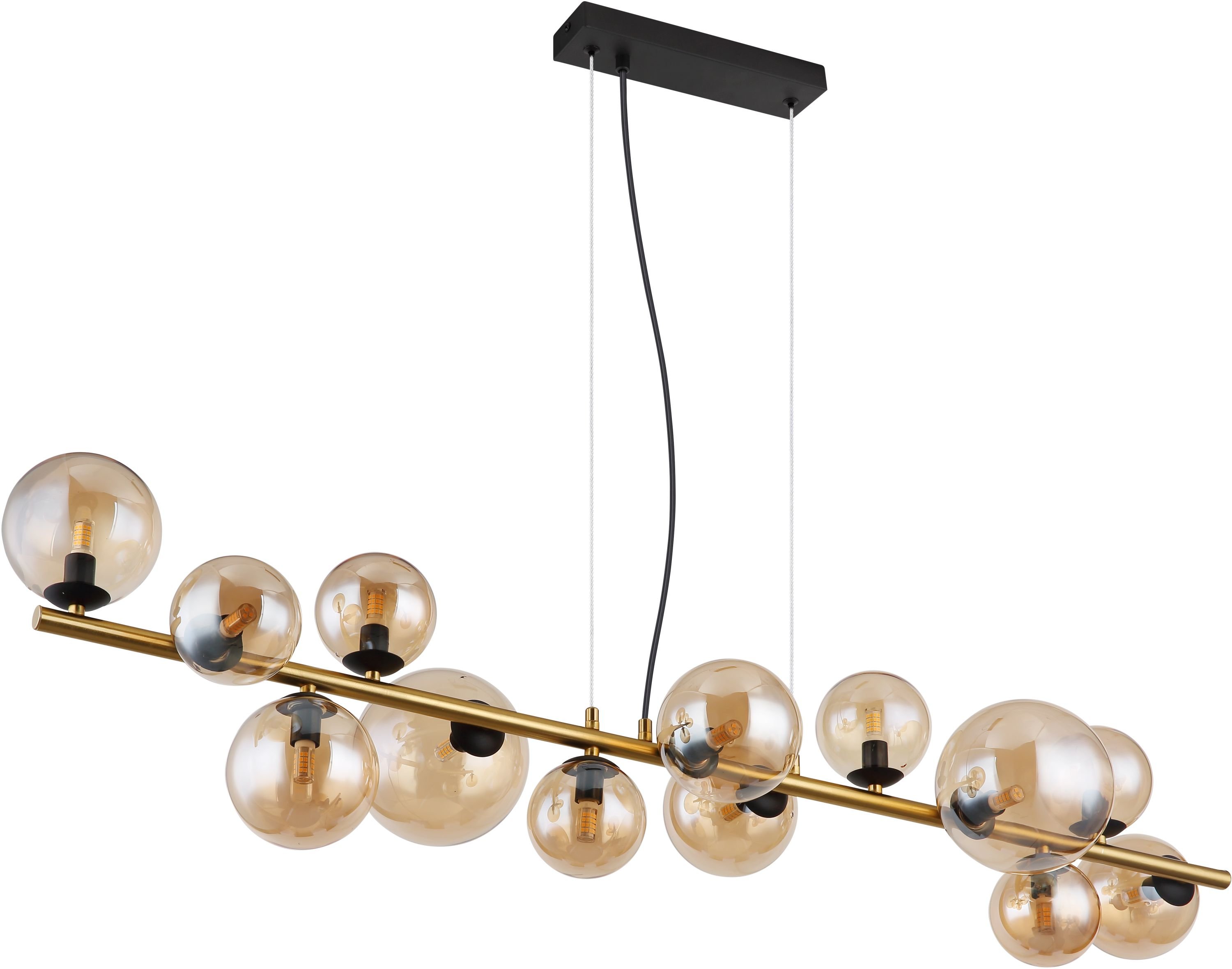 Globo Lighting Riha závesné svietidlo x3.5 W čierna-mosadzná-jantárová 56135-13H