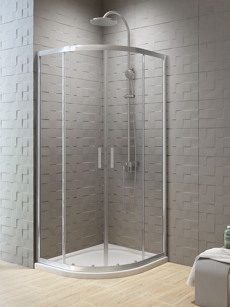 New Trendy New Varia sprchovací kút 90x90 cm polkruhová chromová lesklé/priehľadné sklo K-0497