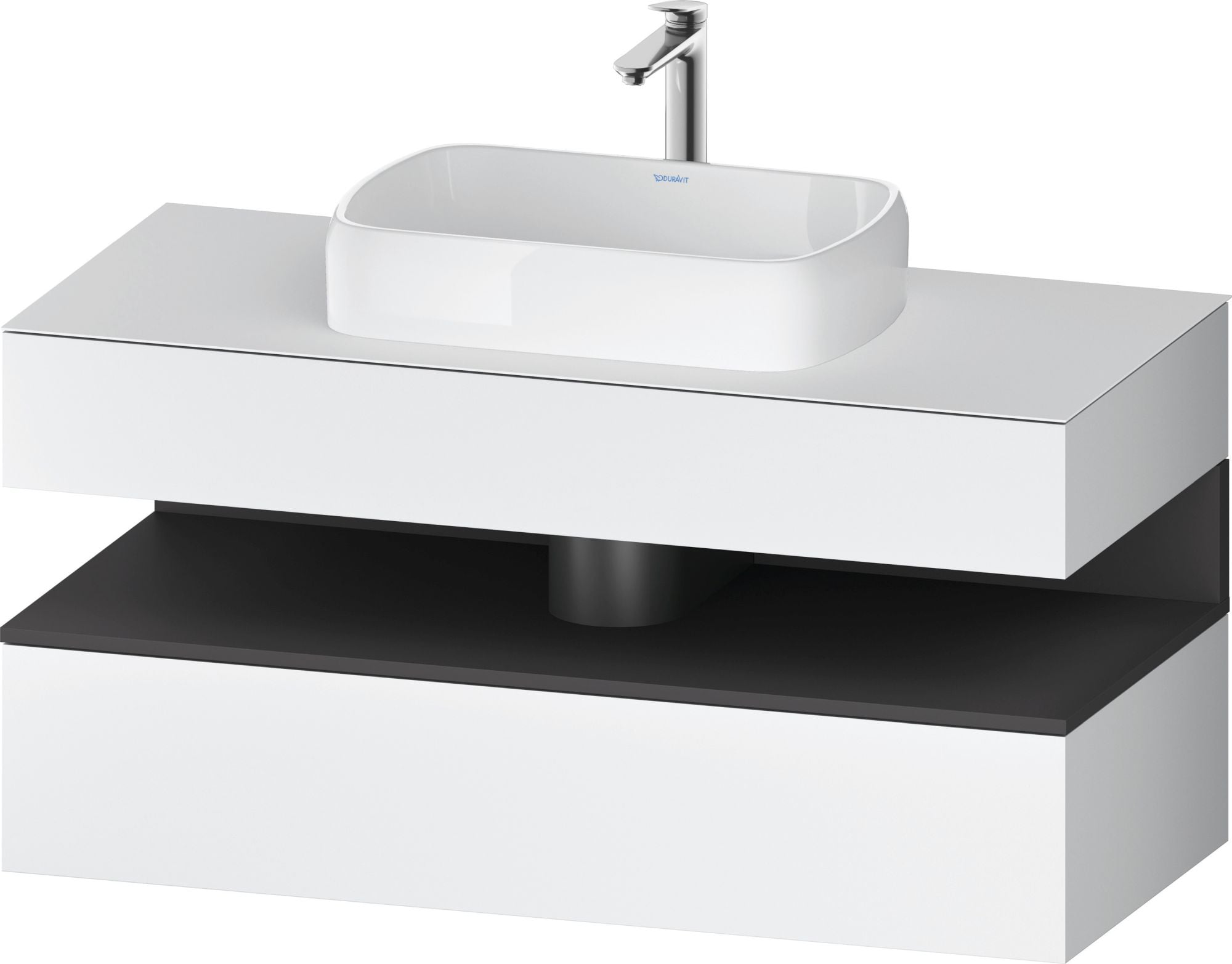 Duravit Qatego skrinka 120x55x60 cm závesná kúpeľňová skrinka pod umývadlo biela-grafitová QA4732049180010
